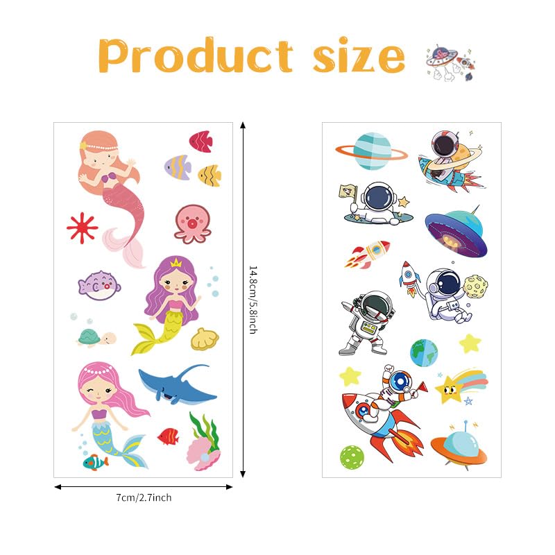 330+ Mixed Style Temporary Fake Tattoos for Kids - Butterfly, Dinosaur, Animal & Space Themed Waterproof Stickers (24 Sheets) - Perfect for Birthday Parties, Halloween Costumes & Summer Camp Activities