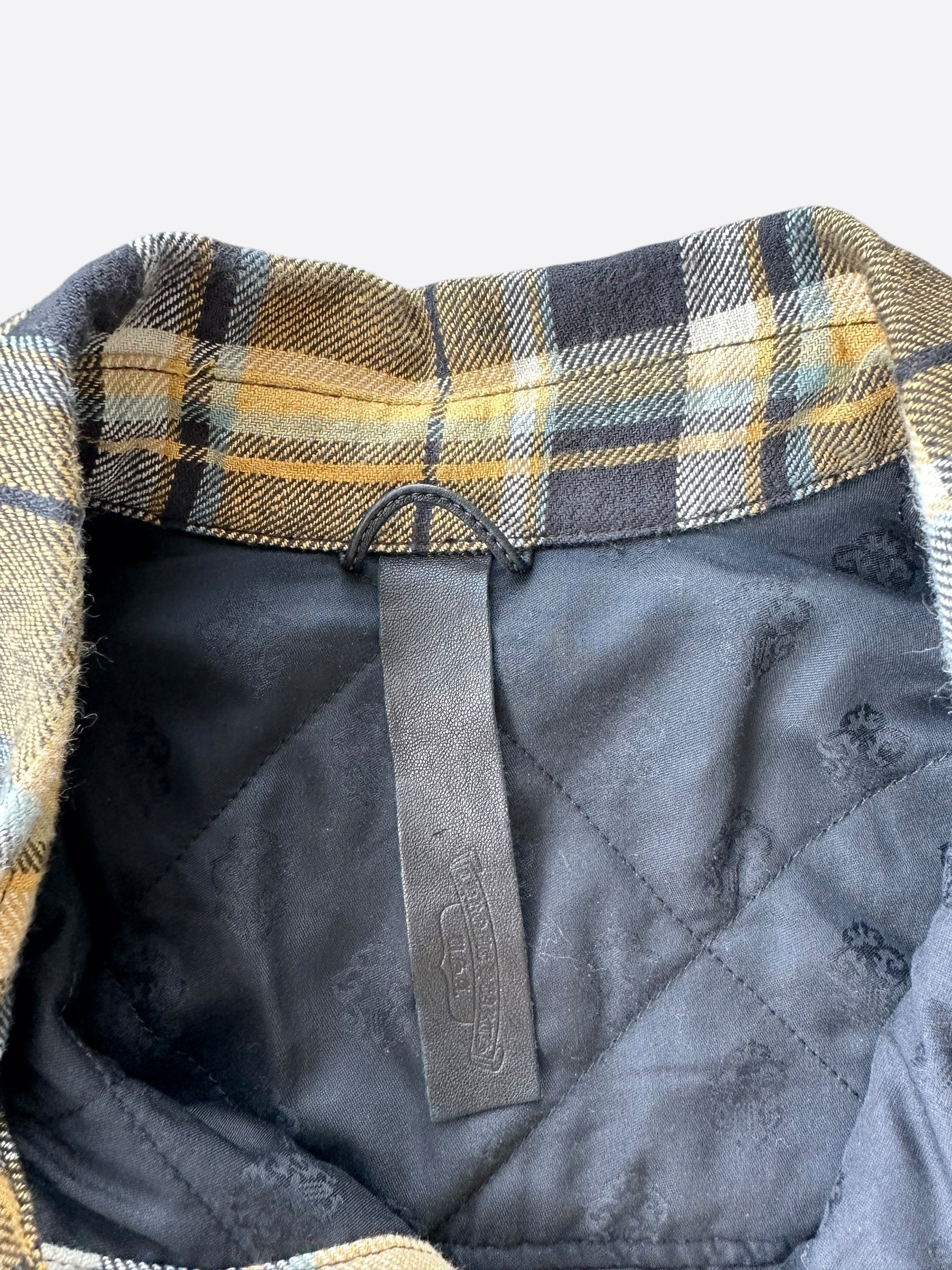 Chrome Hearts Yellow & Red Padded Flannel Jacket for Men - Warm Winter Coat with Soft Lining | Perfect for Outdoor Activities & Streetwear Fashion