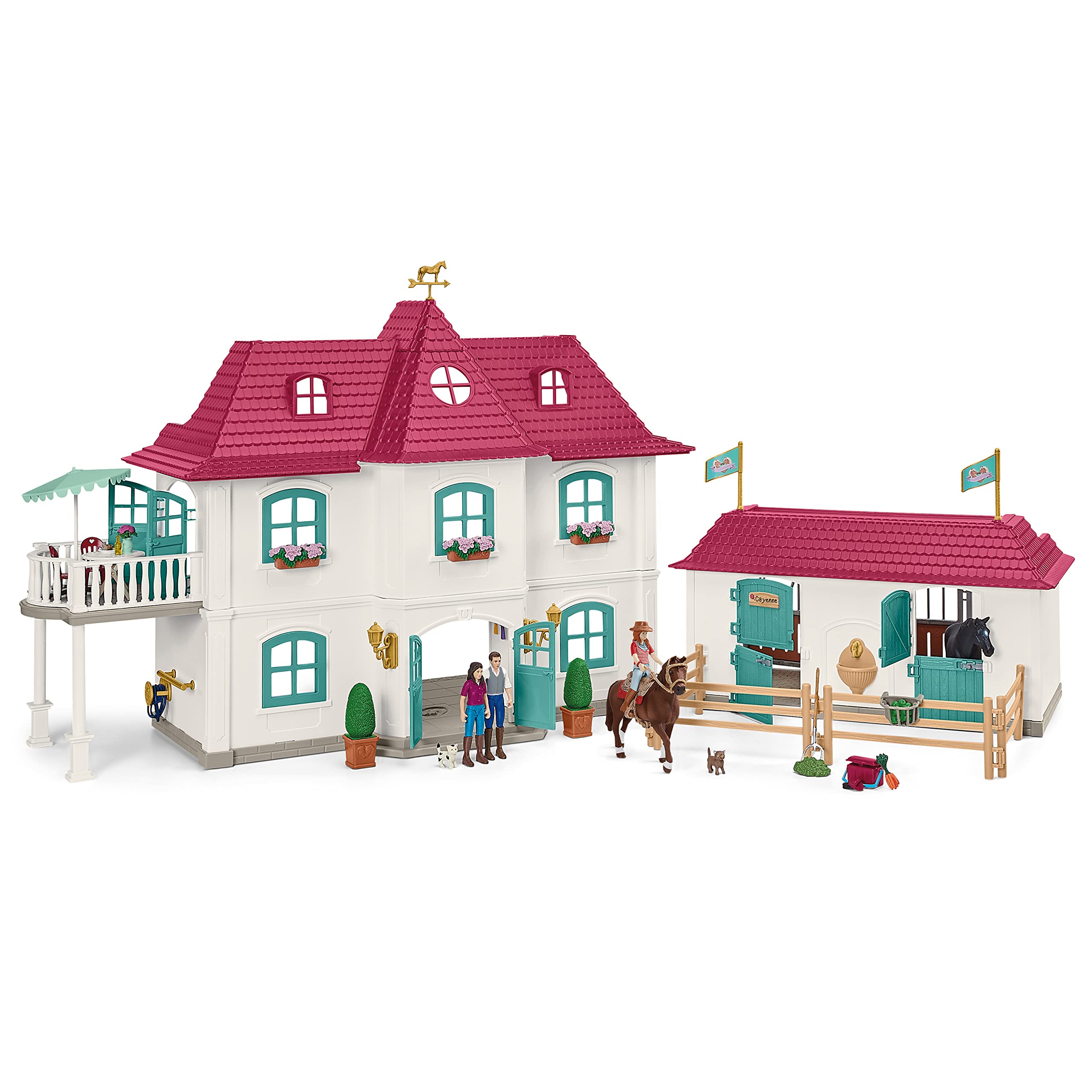 Schleich Horse Club 70-Piece Playset - Realistic Horse Toys for Kids Ages 5-12, Lakeside Country House & Stable - Perfect for Imaginative Play, Farm Adventures & Collectible Display