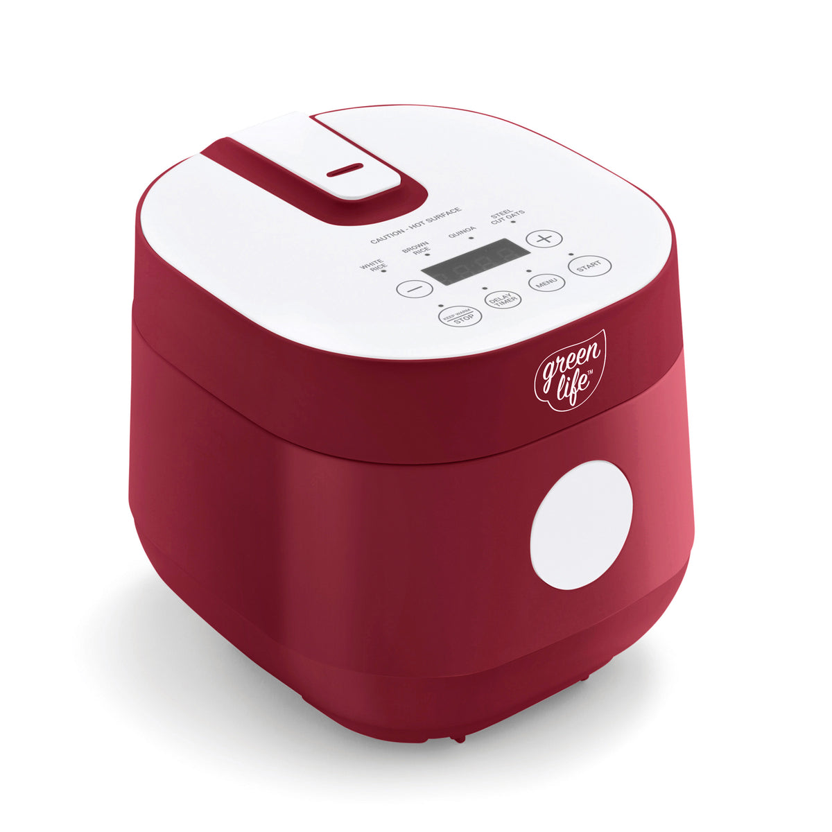 GreenLife 4-Cup Rice and Grains Cooker with Non-Stick Pot - Perfect for Small Kitchens, Dorms, and RVs | Healthy Cooking for Rice, Quinoa, Oatmeal, and More | Red