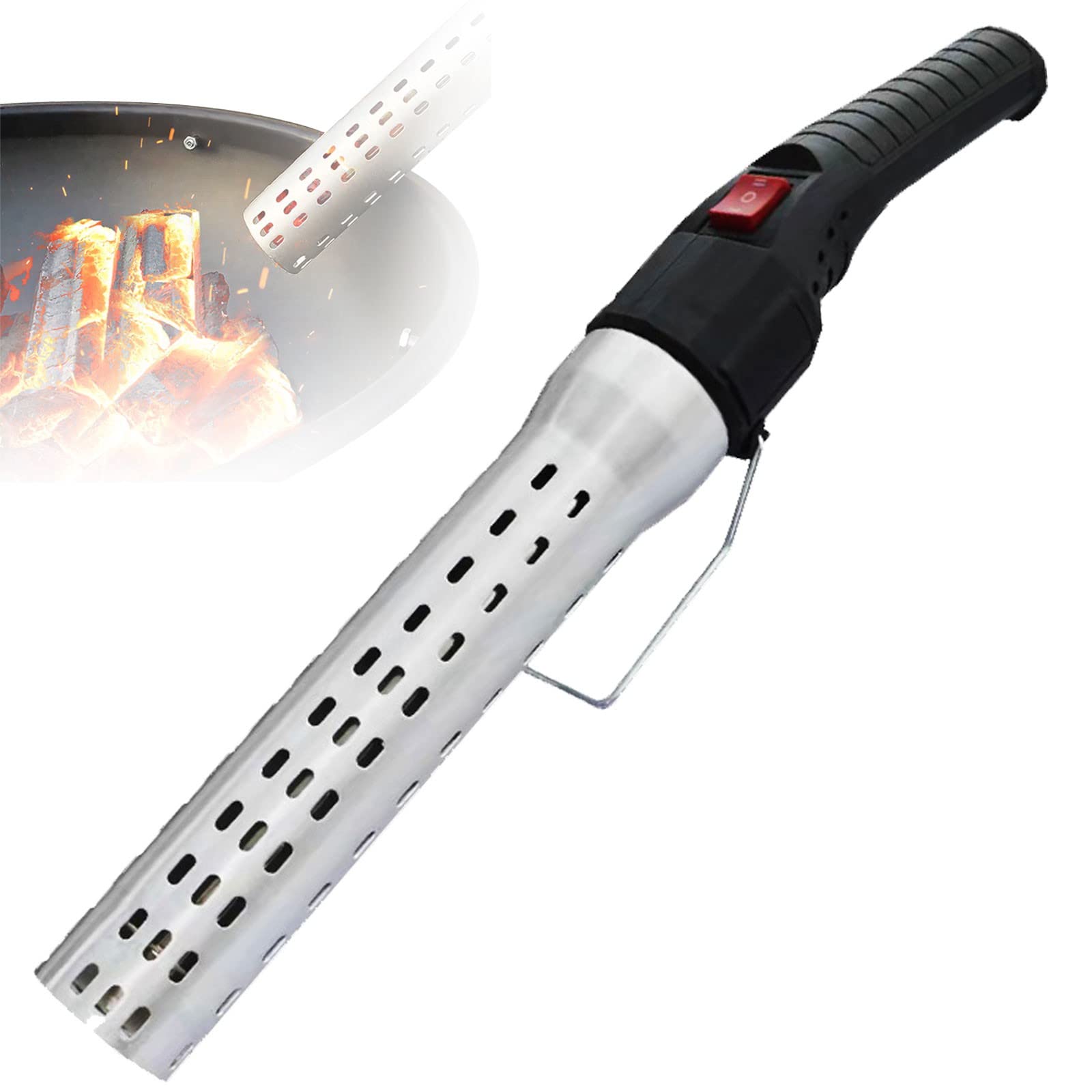 Electric Charcoal Lighter - Portable Fire Starter for BBQ, Grill, Camping & Fireplace | Fast Ignition with Push Button Switch | No Need to Hold | Perfect for Outdoor Cooking, Backyard Parties & Campfires (Black)