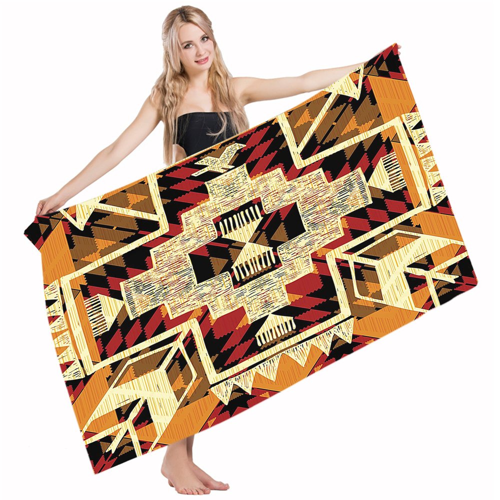 **Premium Quick-Drying Bath & Beach Towel - Native American Arrow Design in Retro Red/Orange - 32x64 Inches - Soft Cotton Polyester Blend for Home, Bathroom, Pool, Gym & Travel**    *(Perfect for beach outings, spa days, gym sessions, and cozy home relaxation!)*