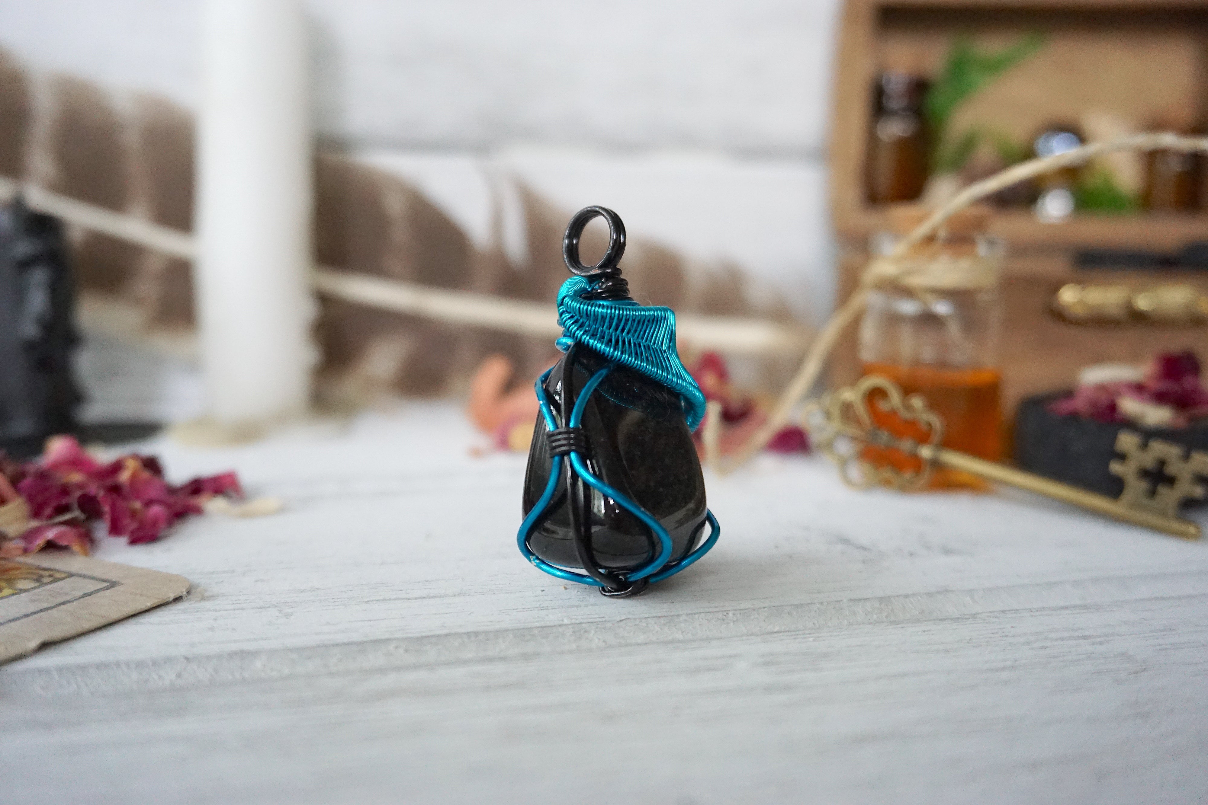 AURA OBSIDIAN COLLECTION - Obsidian Blue Gemstone Necklace for Women, Handmade Spiritual Jewelry, Healing Crystal Pendant for Meditation & Energy Protection | Perfect for Yoga, Reiki & Chakra Balancing