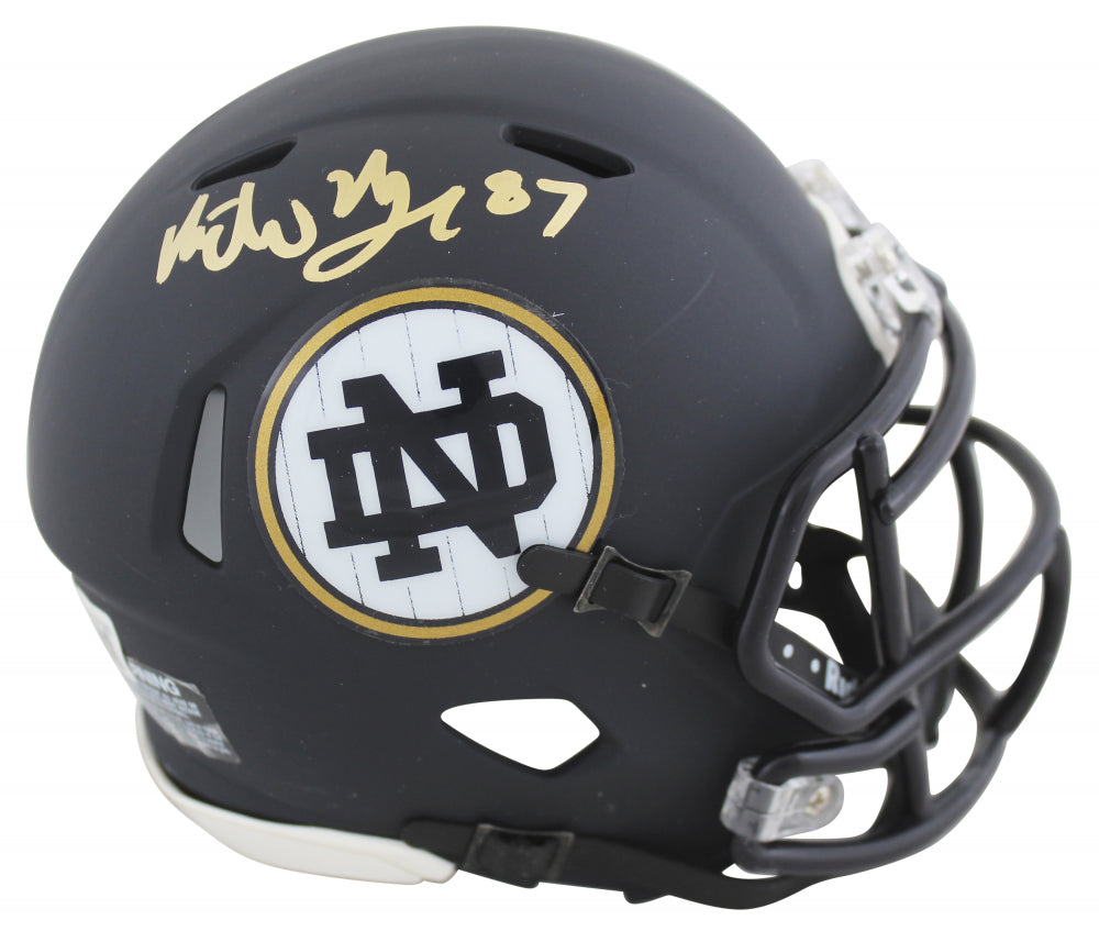 Michael Mayer Signed Notre Dame 2018 Shamrock Series New York Mini Football Helmet - Authentic Collectible for Fans, Sports Memorabilia Display, Gift for Football Enthusiasts
