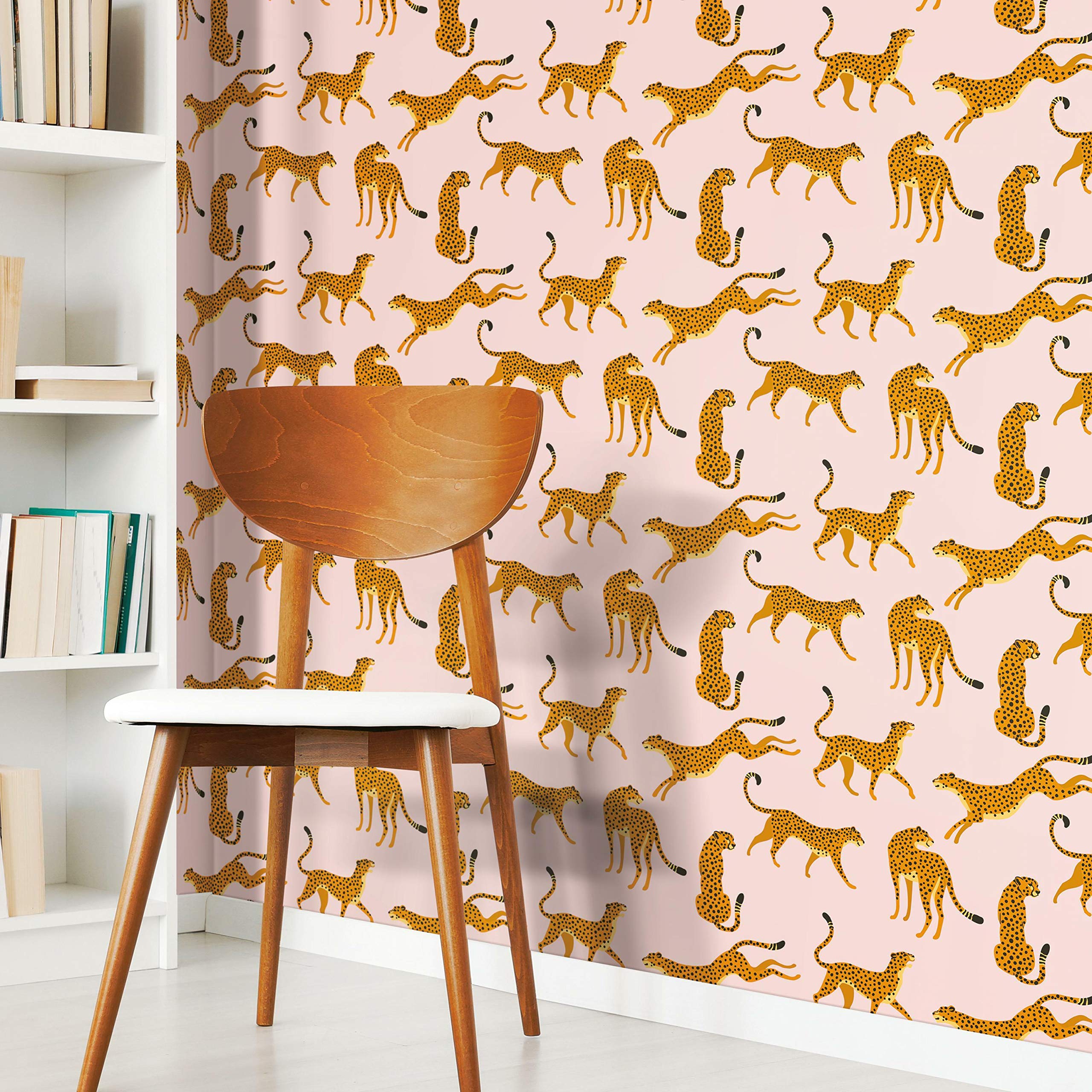 RoomMates Cheetah Print Peel and Stick Wallpaper - Self-Adhesive Removable Wall Decal for Bedroom, Nursery, Dorm & Home Decor