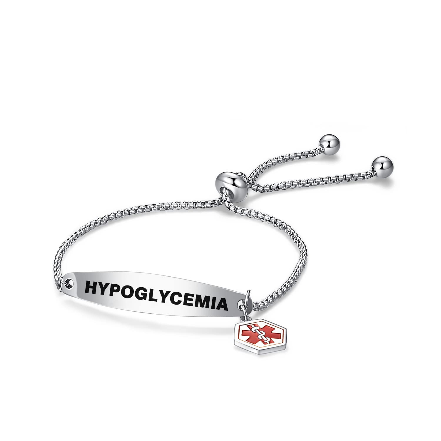 Emergency Medical ID Bracelet for Women & Men - Adjustable Stainless Steel Engraved Alert Bracelet - Perfect for Allergies, Diabetes & Emergency First Aid Situations