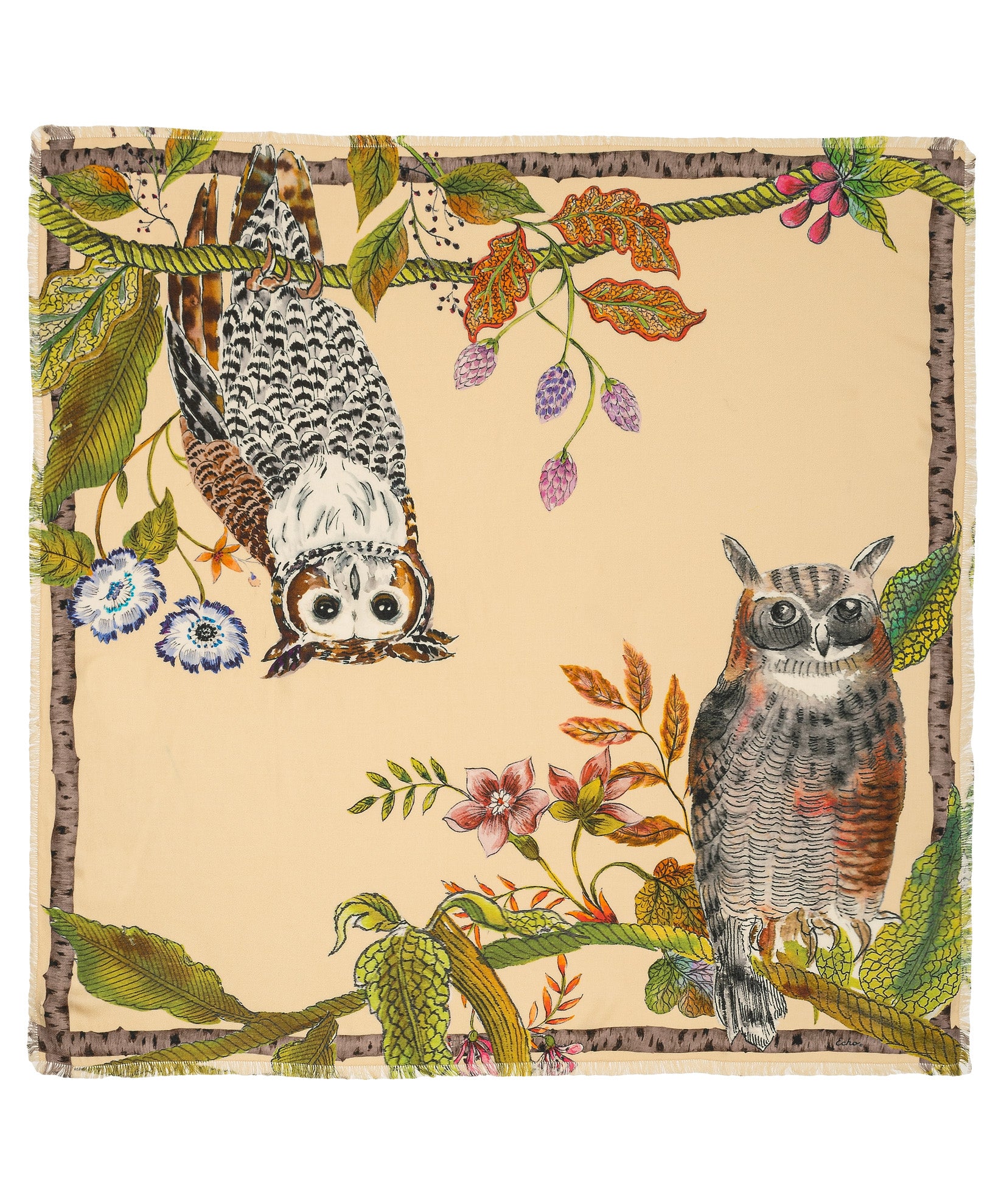 Hoot Hoot Square Scarf - Stylish Owl Print Fashion Scarf for Women - Perfect for Casual Outfits, Office Wear & Gift Giving