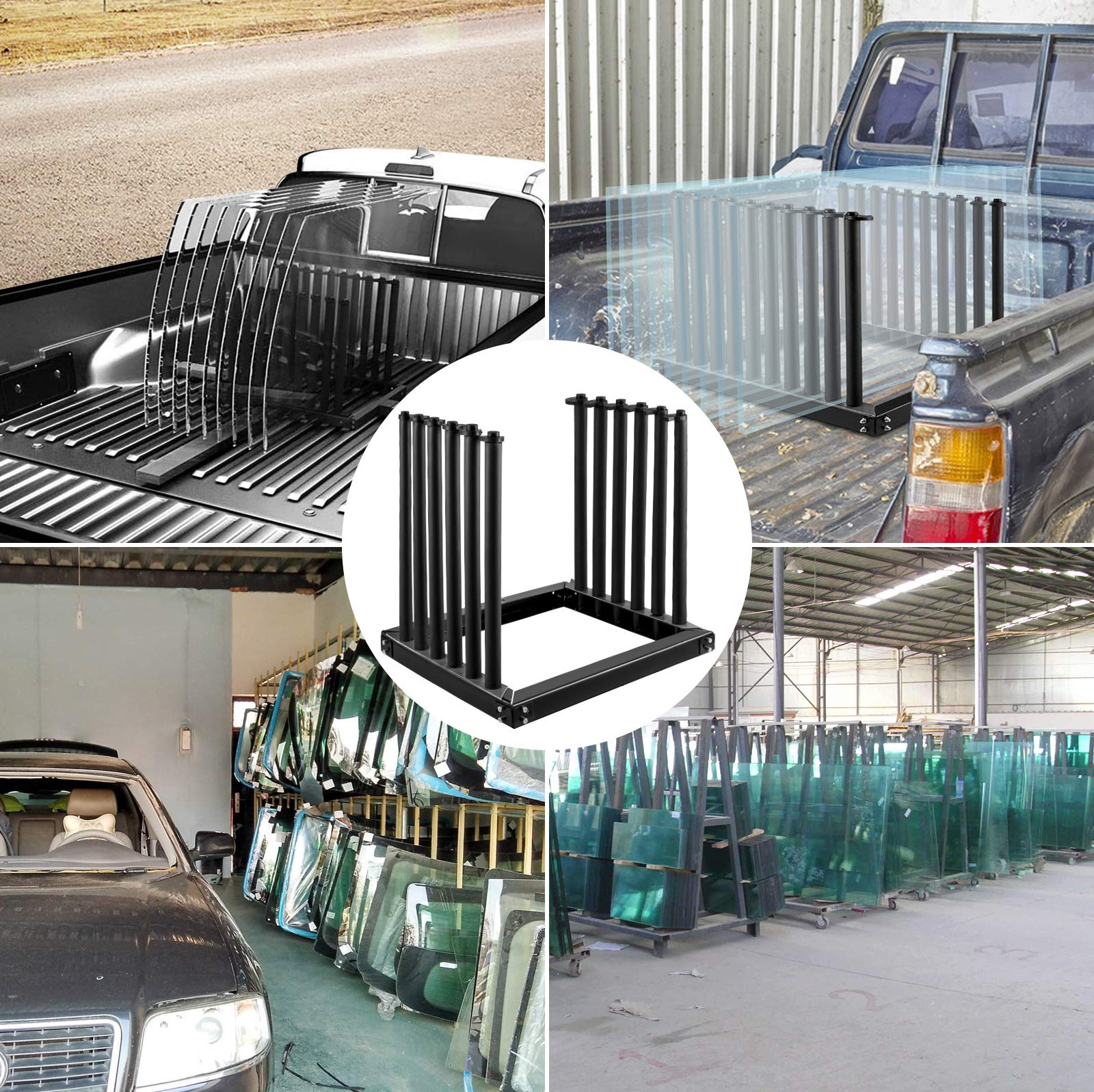 Best 5-Lite Auto Windshield Rack for Trucks - Heavy Duty Steel Construction with PVC Pad & Foam Padding - 24-Inch Height for Secure Glass Transportation - Perfect for Auto Shops, Glass Installers & DIY Car Repairs