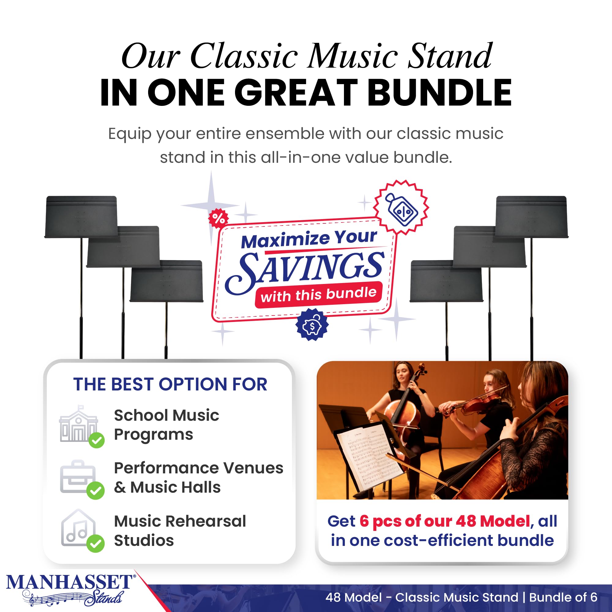 Manhasset Symphony 48 Sheet Music Stand - Adjustable Height 20