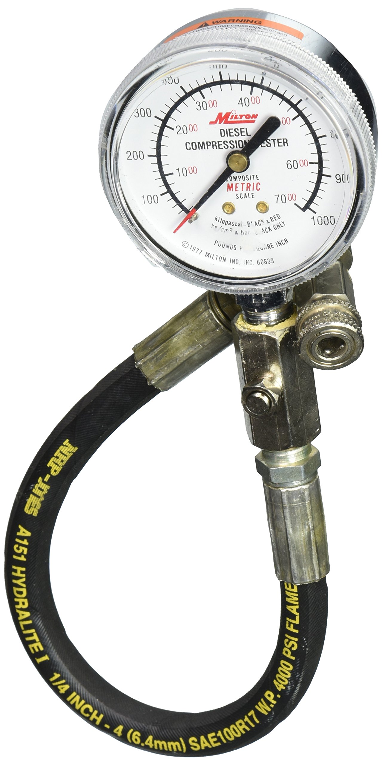 Milton S-1255 Professional Diesel Engine Compression Tester Kit - Heavy Duty Automotive Diagnostic Tool for Trucks, Tractors & Diesel Vehicles - Perfect for Mechanics & DIY Enthusiasts