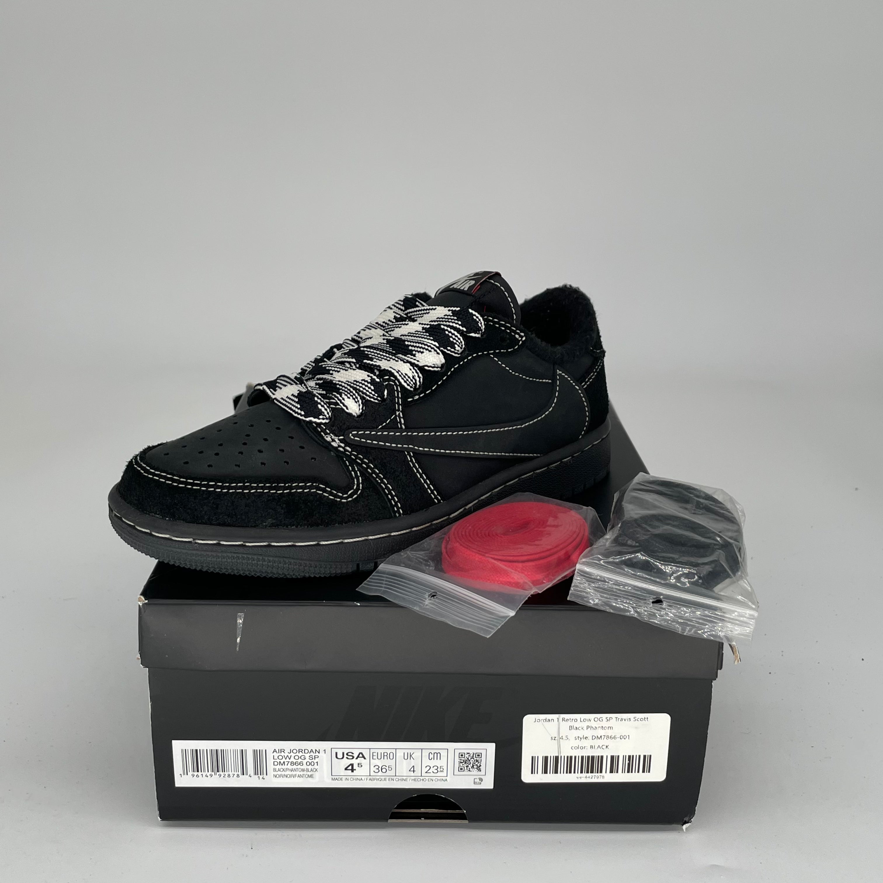 Air Jordan 1 Low Travis Scott Phantom Sneakers - Size 4.5 (DM7866-001) | Men's Basketball Shoes for Streetwear & Casual Outfits