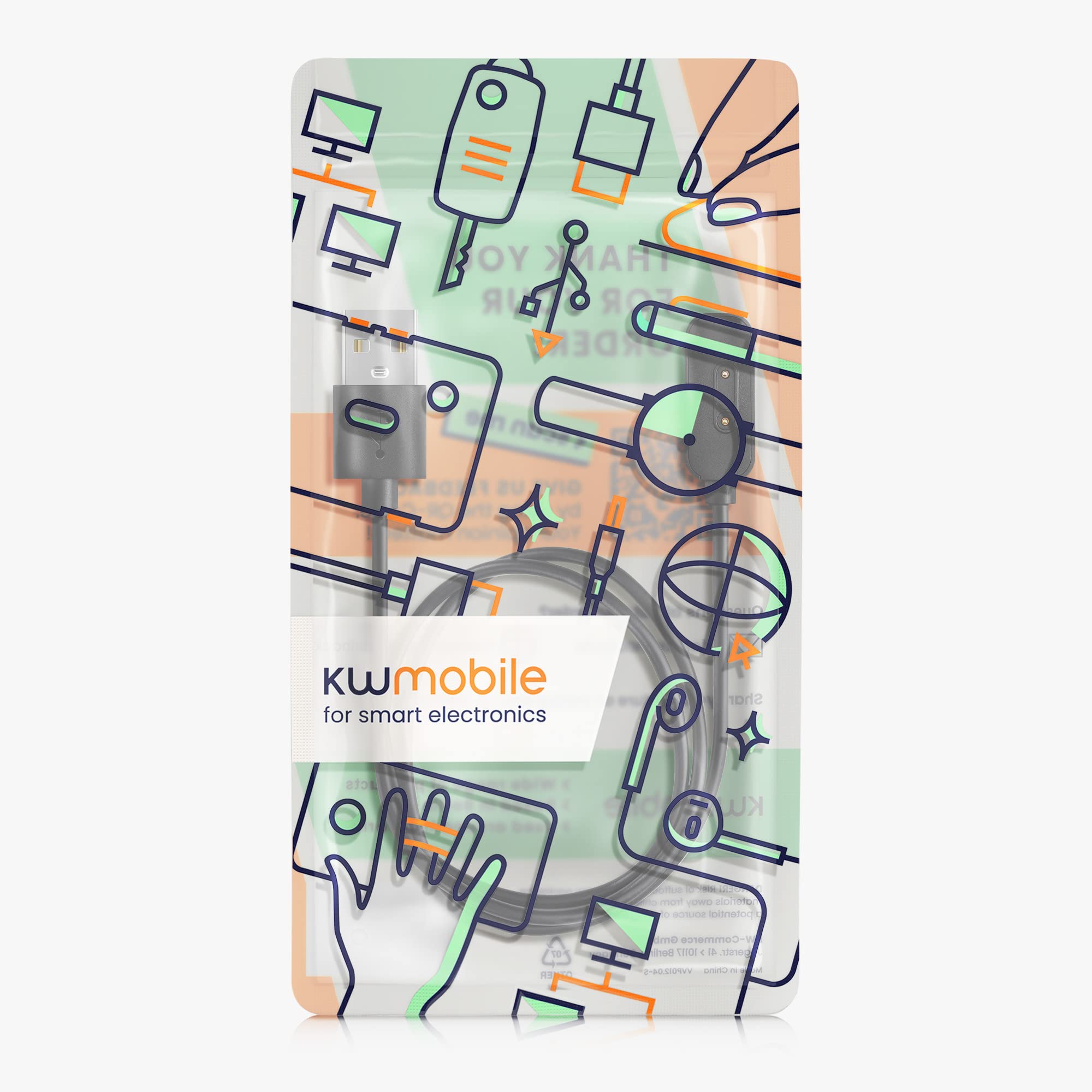 kwmobile USB Charger Cable for XPLORA X5, X5 Play & X4 Smartwatch - Fast Charging Cord - Black | Perfect for Home, Office & Travel Use