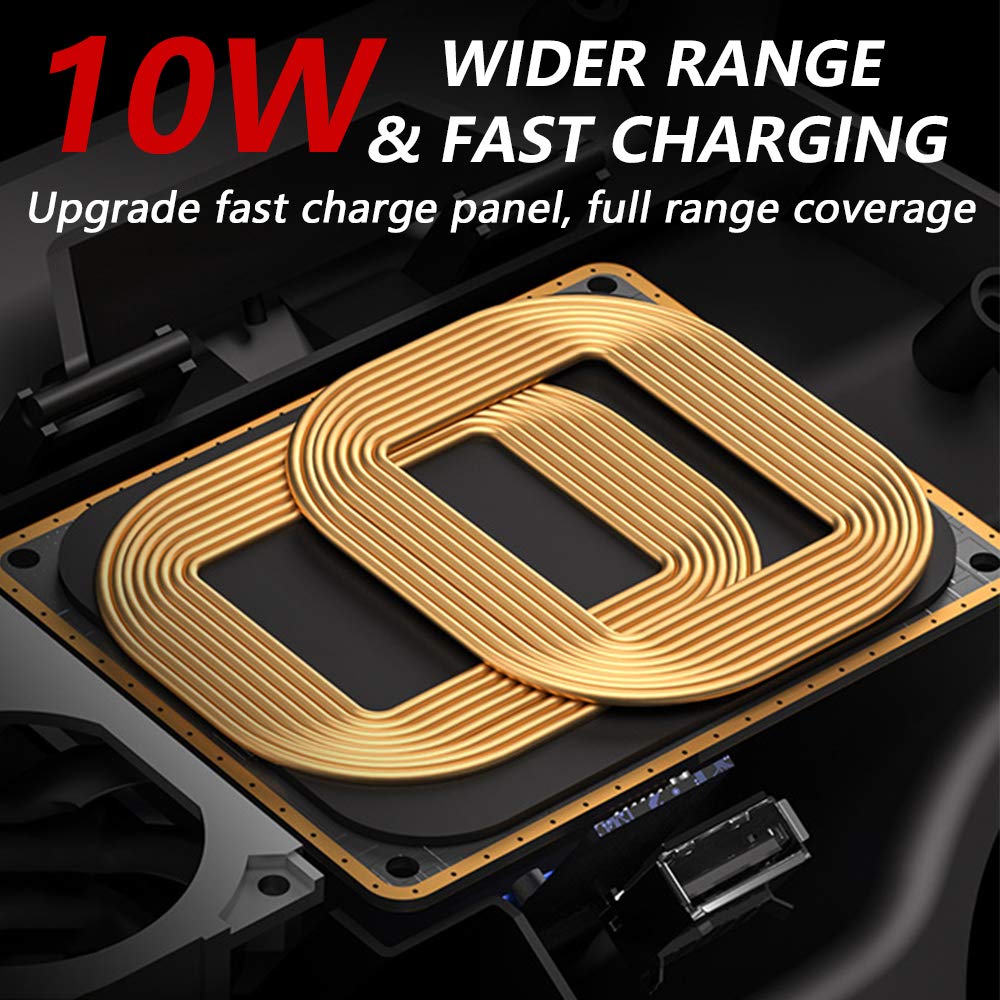 Volvo S90 V90 XC90 XC60 V60 S60 Wireless Car Charger (2020-2019 Models) - 10W Qi Fast Charging Pad with Dual 18W QC3.0 USB Ports for iPhone & Samsung - Perfect for Commuting & Road Trips