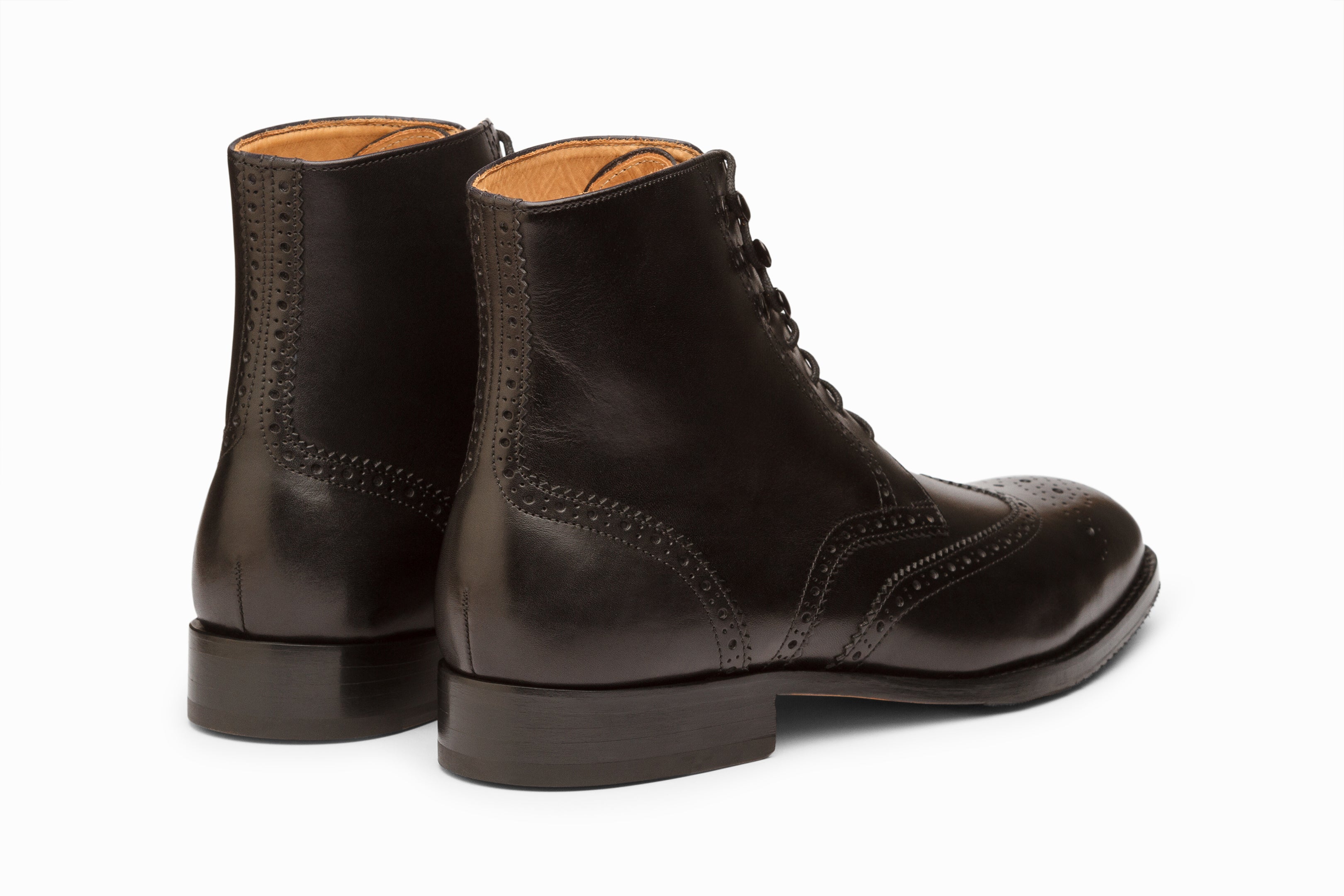 Premium Leather Wingtip Brogue Boots for Men - Classic Black Oxford Style Dress Shoes - Perfect for Business, Formal Events & Office Wear