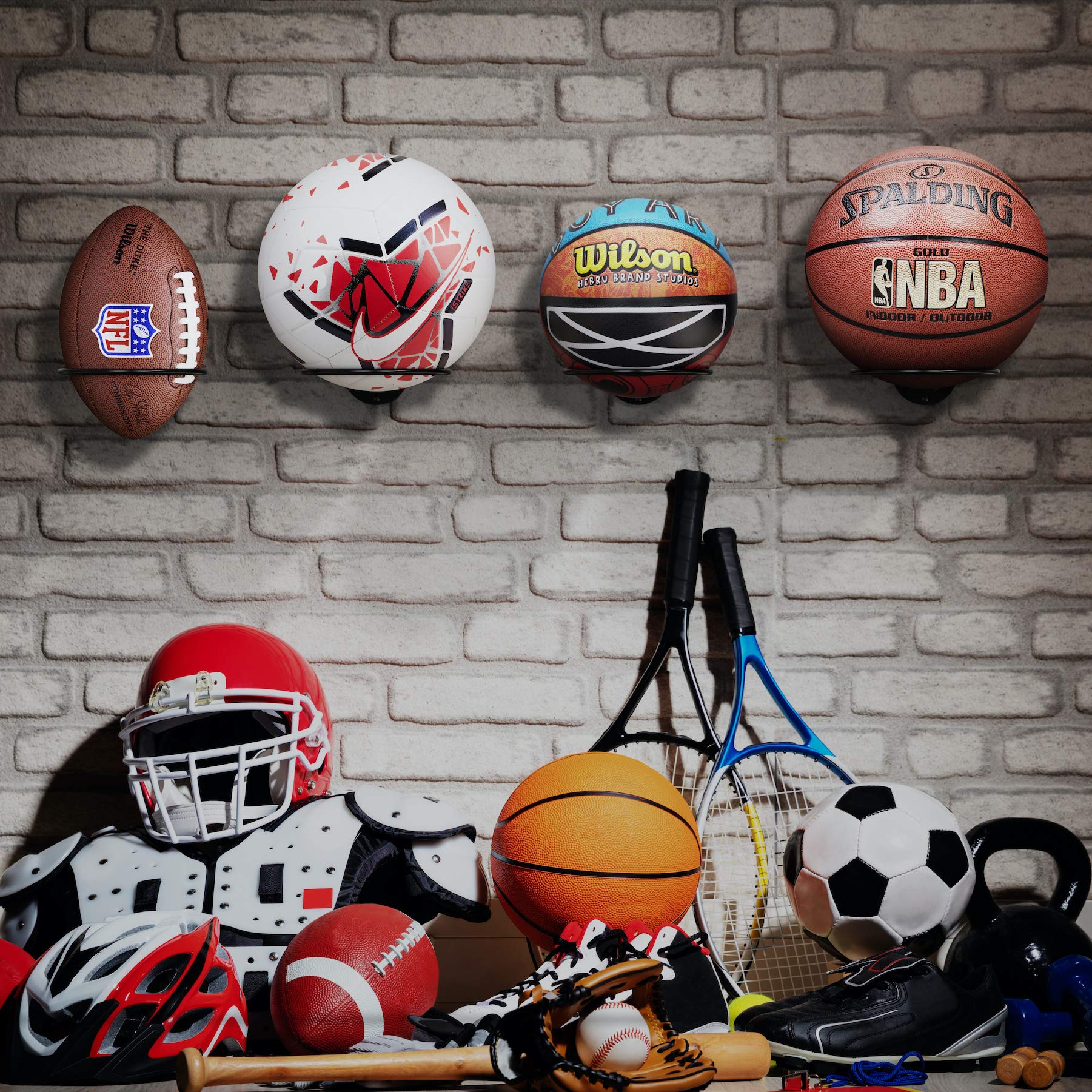 Wall Mount Basketball Holder for Sports Balls - Soccer, Volleyball Storage