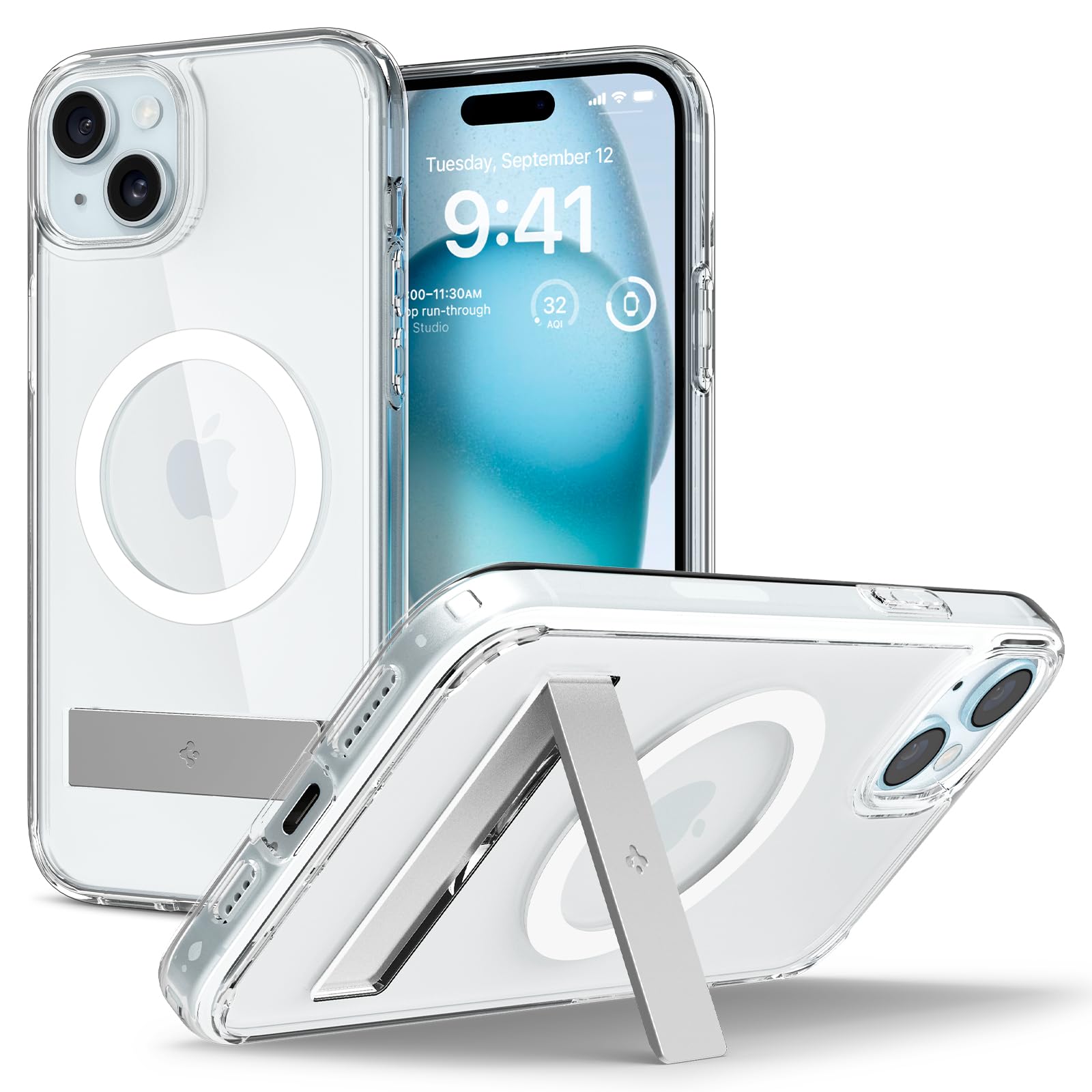 Spigen Ultra Hybrid S MagFit Case for iPhone 15 - Crystal Clear Protective Cover with Magnetic Alignment | Perfect for Everyday Use, Commuting & Wireless Charging