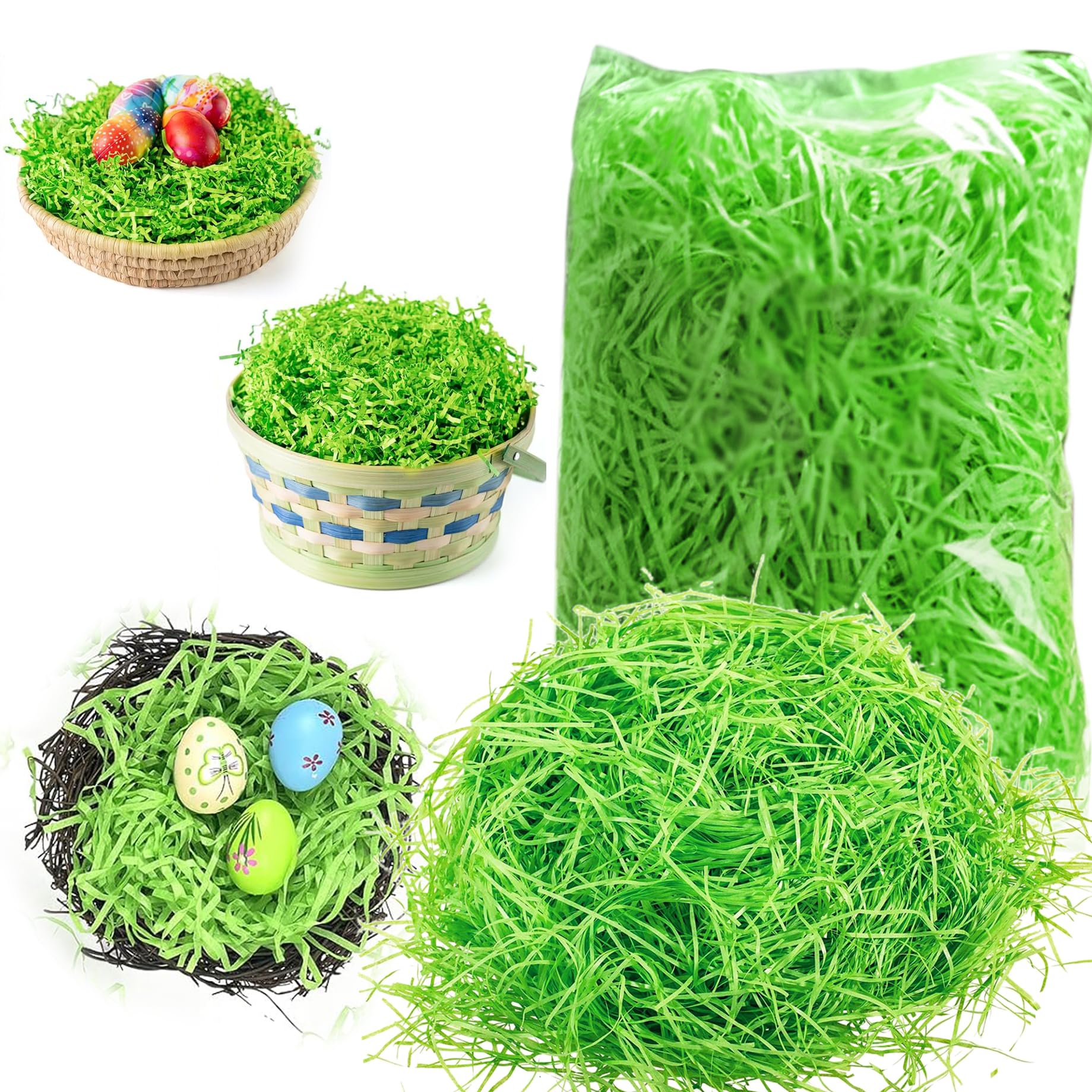 Eco-Friendly Easter Basket Filler - Recyclable Papyrus Grass, Crepe Paper & Shredded Decorations for Party, Egg Hunts & Gift Wrapping (1/2 Pound) - Perfect for Spring Celebrations, DIY Crafts & Festive Home Decor