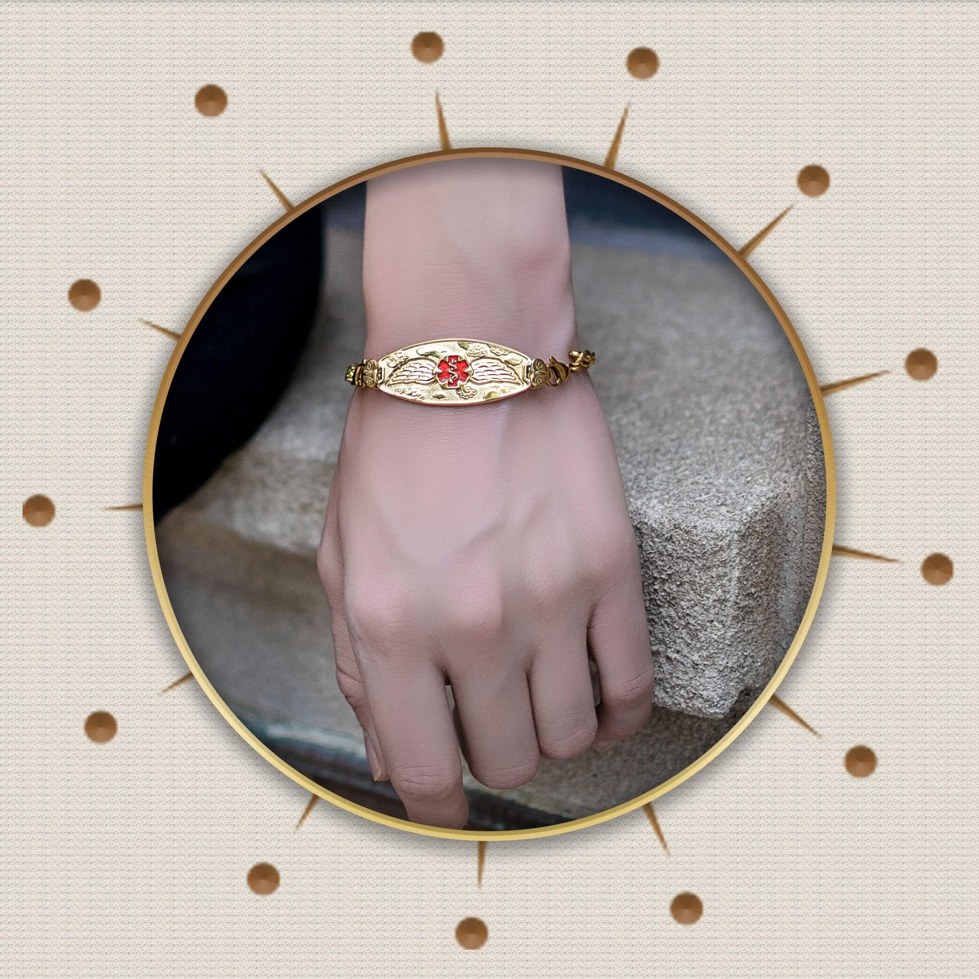 Divoti Custom Engraved Angel Wing Medical ID Bracelet for Women - Adjustable Bow Link Design, Emergency Alert Jewelry for Diabetes, Allergies & Medical Conditions - Perfect for Everyday Wear & Special Occasions