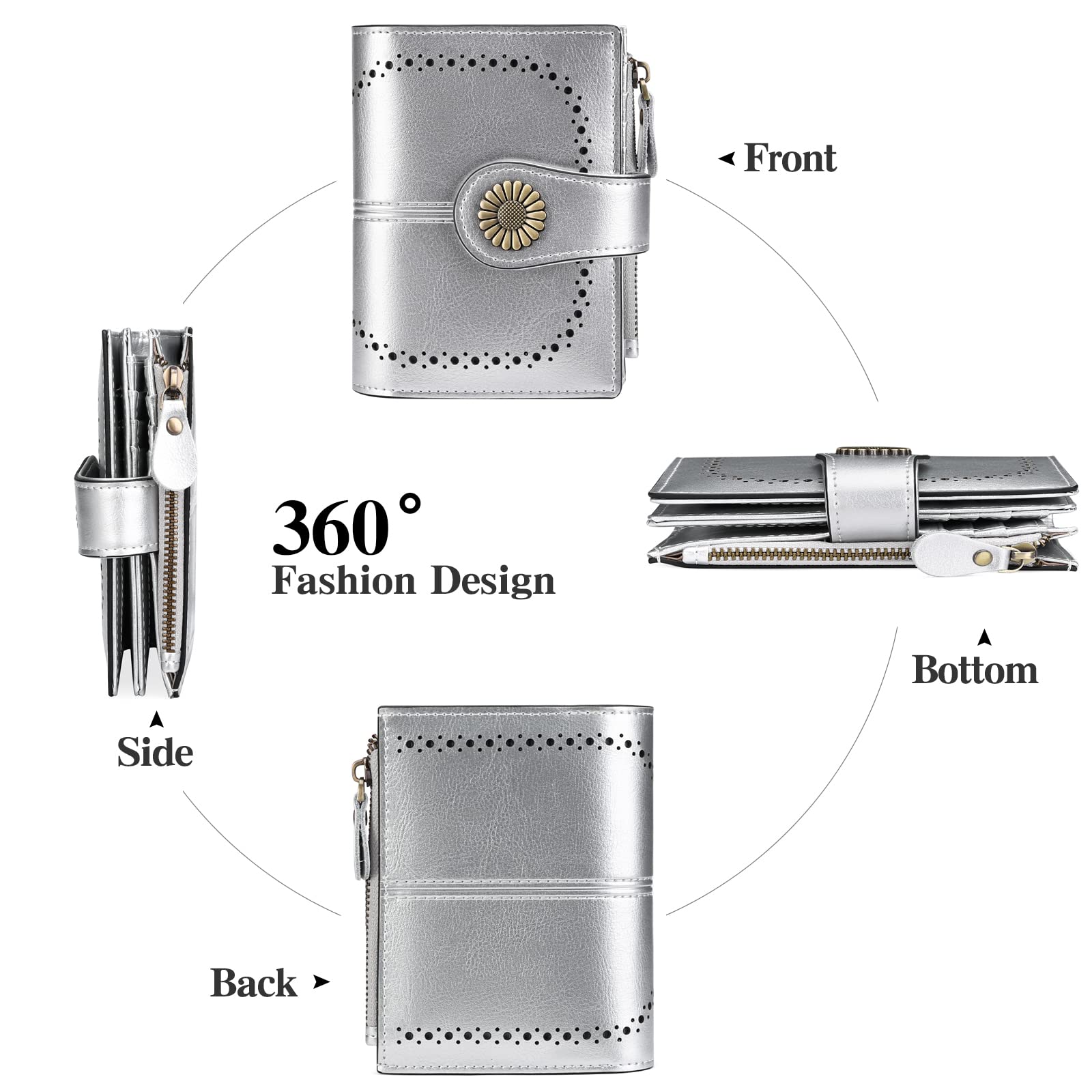 SENDEFN RFID Blocking Leather Wallet for Women - Slim Bifold Card Holder with ID Window | Perfect for Travel & Daily Use