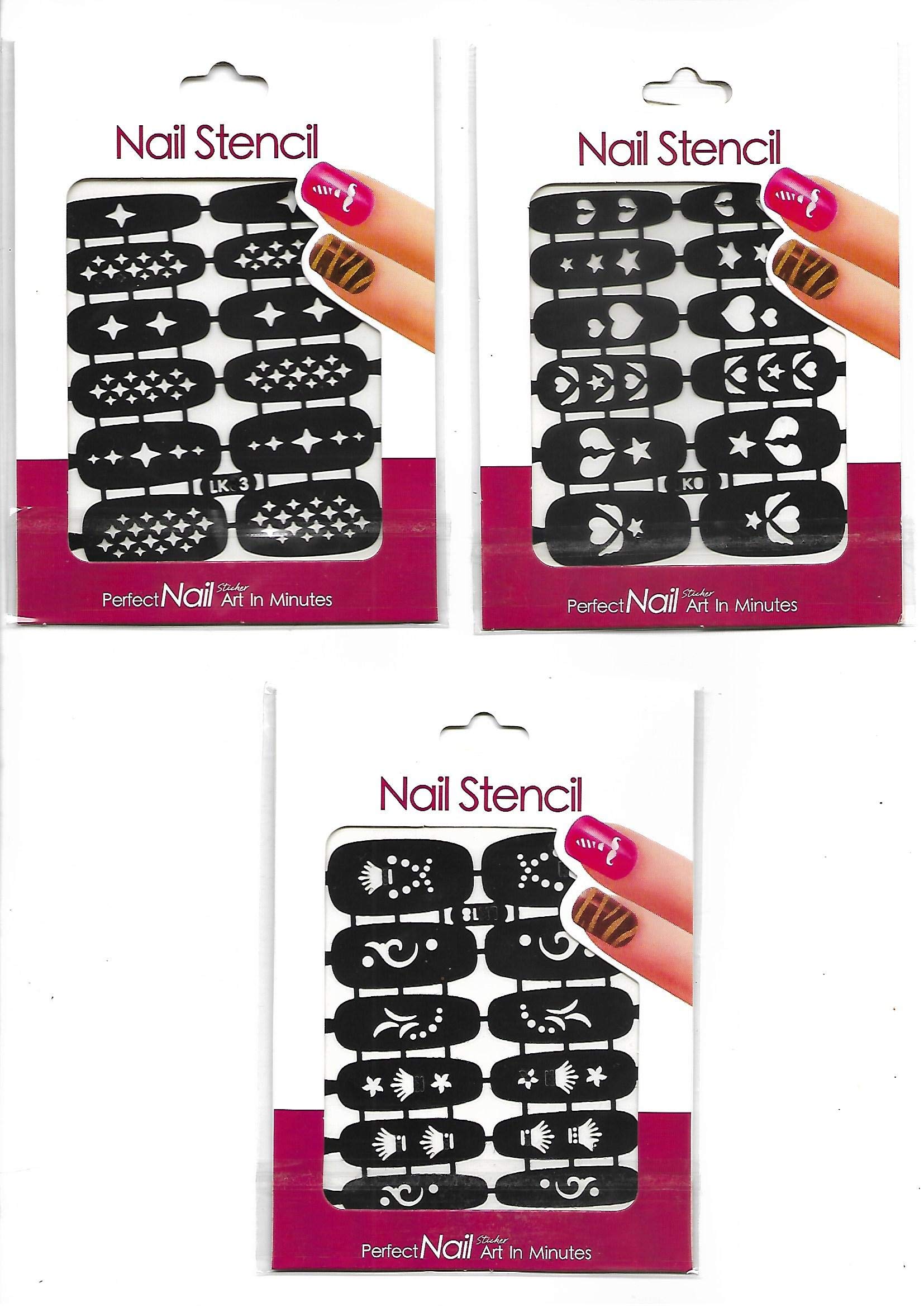 Premium Self-Adhesive Nail Stencils & Stickers - 3 Pack Manicure Art Kit for Salon & DIY Nail Designs | Perfect for Parties, Weddings & Home Nail Care
