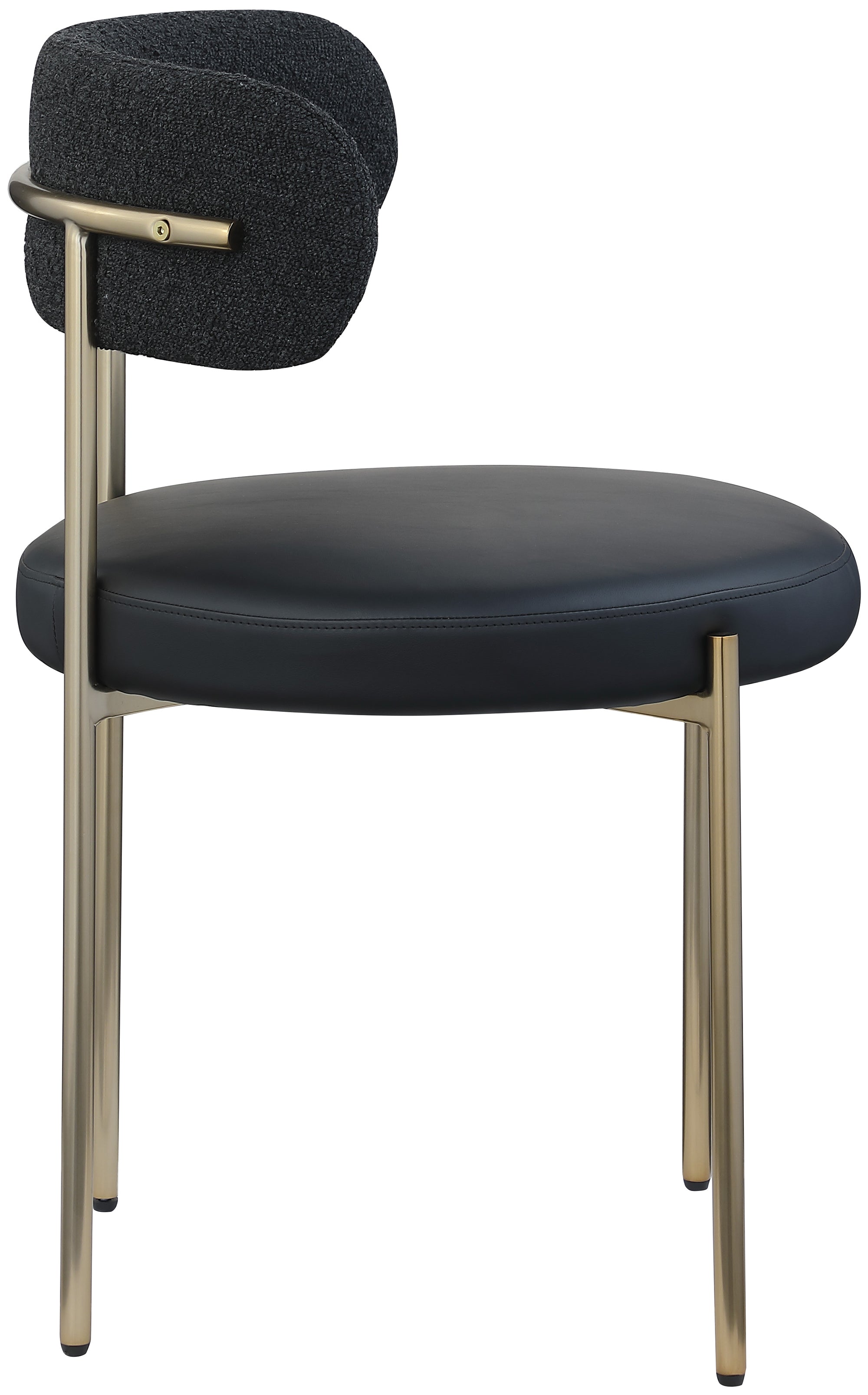 Vegan Leather & Boucle Fabric Dining Chair - Modern Comfortable Kitchen & Dining Room Seating for Home & Office Use