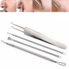 4Pcs Stainless Steel Acne Extractor Tool Kit - Blackhead & Pimple Remover for Face, Comedone Extractor for Professional & Home Use - Perfect for Skincare & Acne Treatment