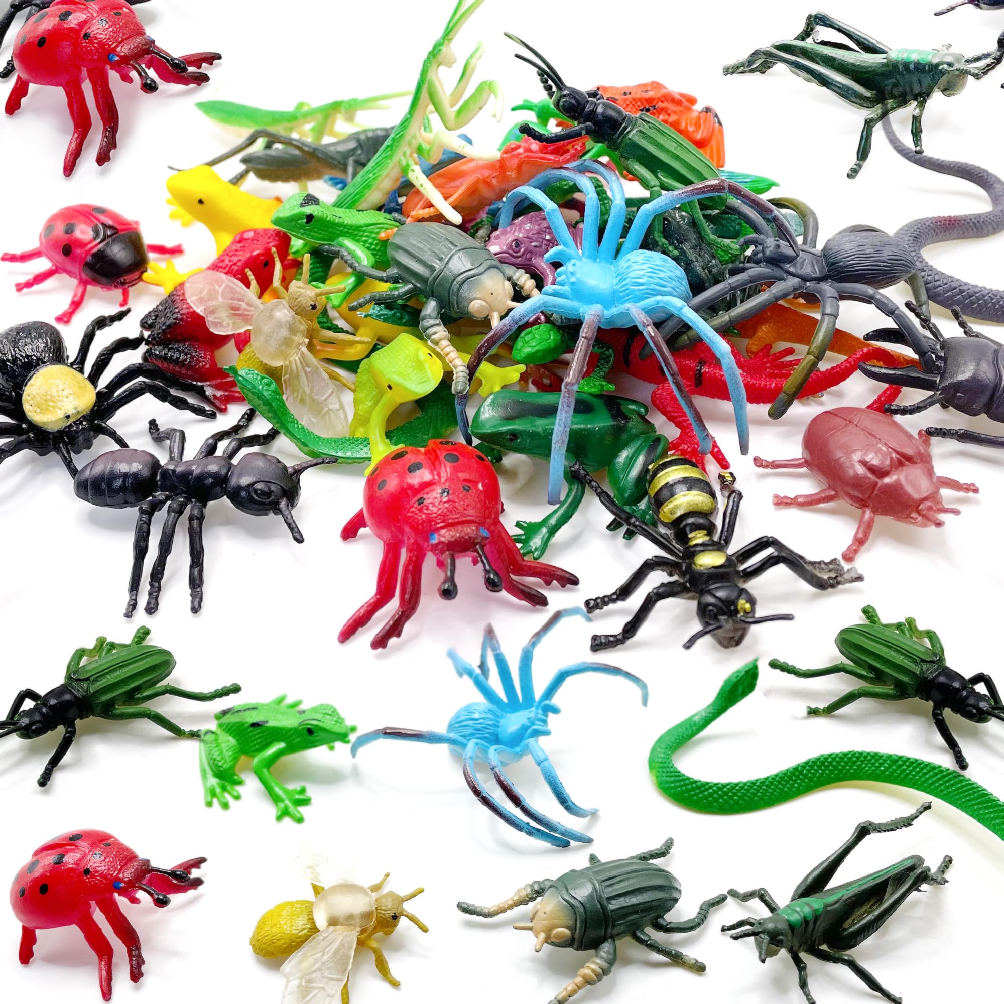114 Pack Mini Plastic Bug Toys for Kids - Fake Insects Set for Easter, Education, Themed Parties, Classroom Rewards & Gardening Decor - Perfect for Science Learning, Pretend Play & Outdoor Adventures