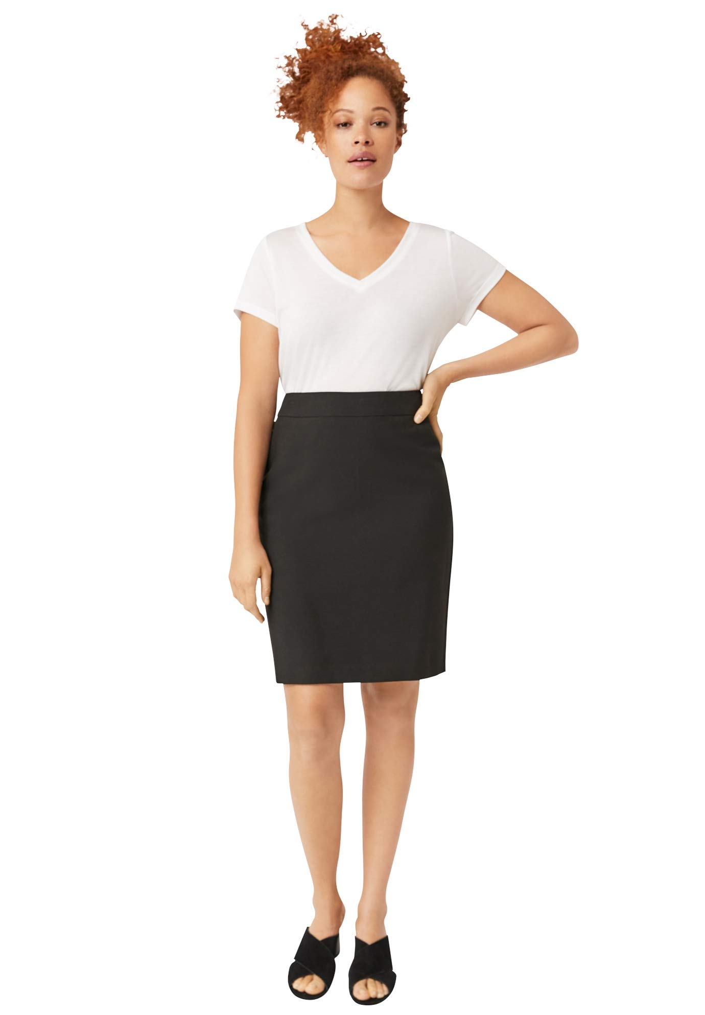 Elegant Women's Plus Size Pencil Skirt for Office & Business Casual Outfits - Stretchy Comfort Fit Work Skirt for Professional Women