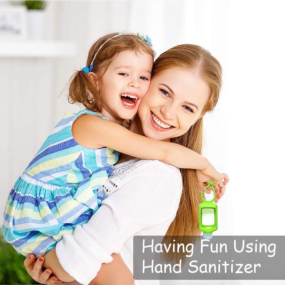4 Pack 2oz Travel Size Clear Plastic Bottles with Silicone Sleeve - Refillable Leakproof Squeeze Containers with Flip Top Cap & Keychain - Perfect for Hand Sanitizer, Lotion, Shampoo - Ideal for Backpacking, Camping, Gym, and Air Travel (60ml/2oz)