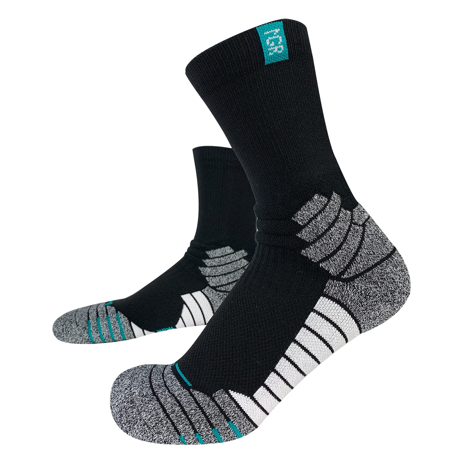 YACCA Men's Basketball Socks with Thick Cushion - Ankle High Athletic Socks for Running, Hiking, Sports & Workout - Breathable Moisture Wicking Socks for Basketball, Gym & Outdoor Activities