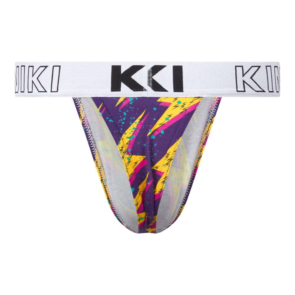 Kiniki Men's Cotton Printed Thong Underwear - Soft, Breathable & Comfortable for Daily Wear, Gym & Beach - Trendy Low Rise Briefs for Active Lifestyles