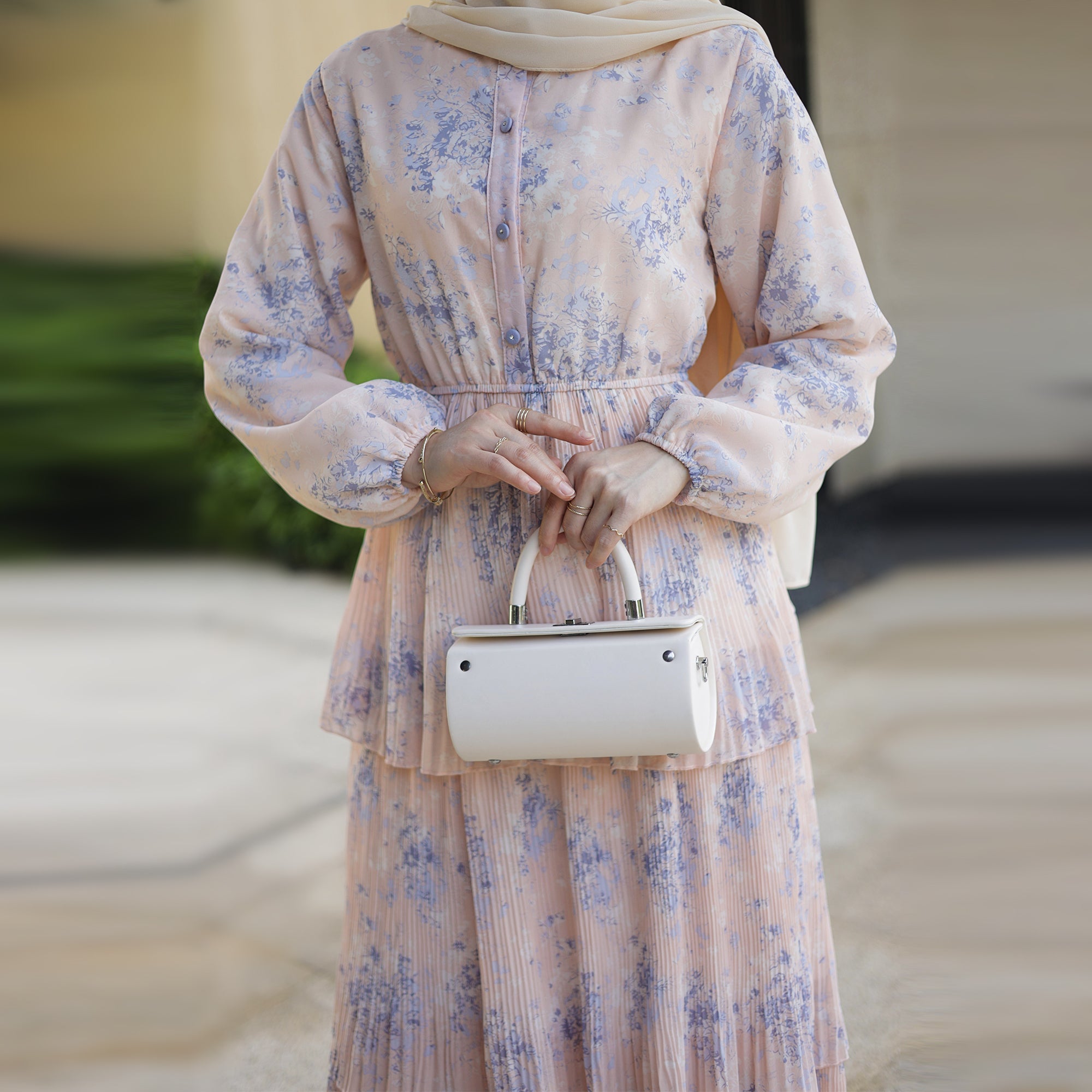 Fleur Maxi Dress in Peach Gray - Elegant Flowy Long Dress for Women, Perfect for Summer, Beach, and Special Occasions