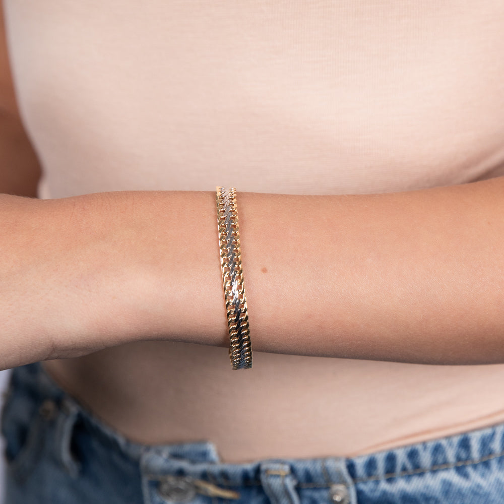 9ct Two Tone Gold Infinity 19cm Bracelet for Women - Elegant Stackable Jewelry Gift for Anniversary, Birthday & Valentine's Day