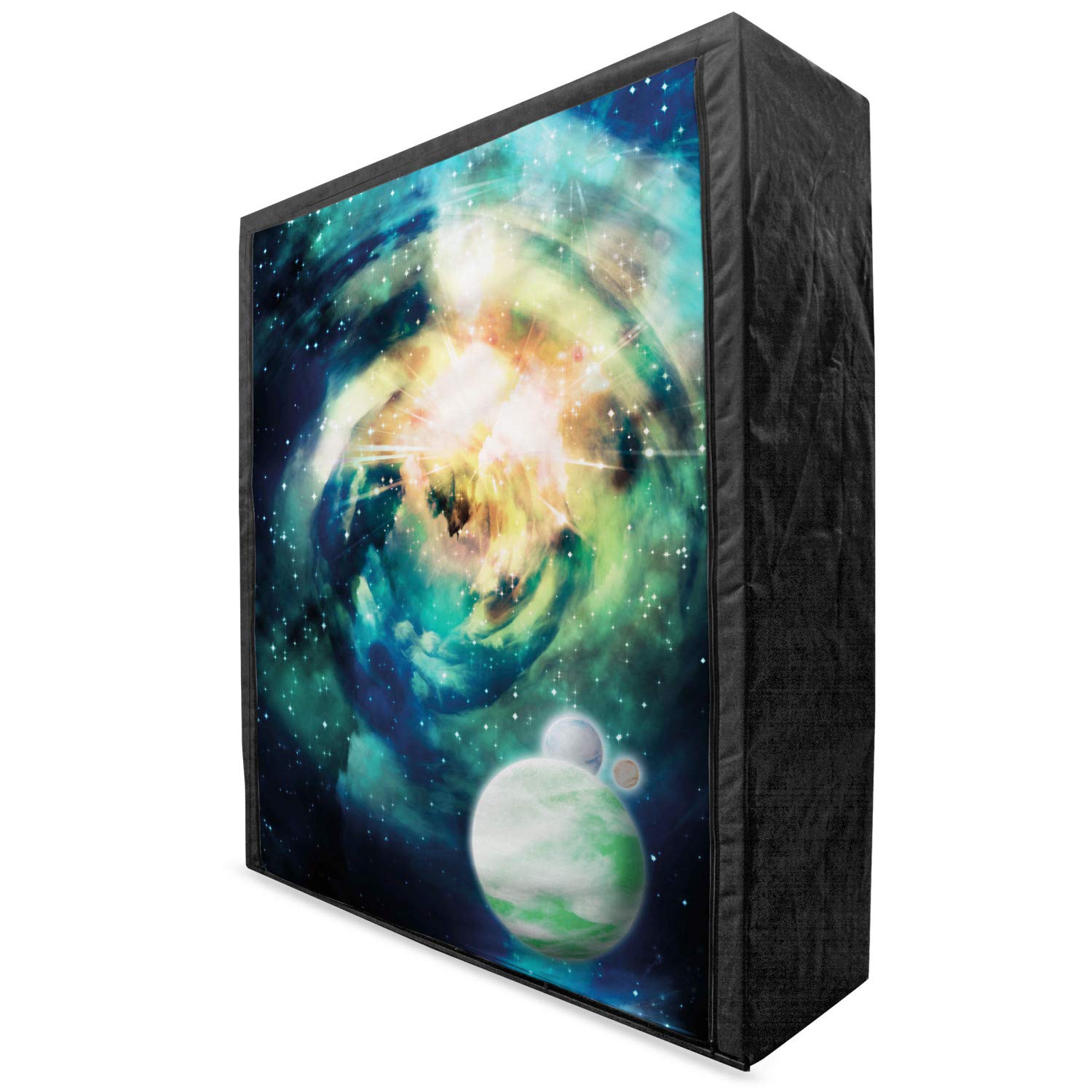Ambesonne Space Themed Portable Fabric Wardrobe - Spiral Andromeda Galaxy with Planets, Mystical Cosmos Fantasy Design - 59