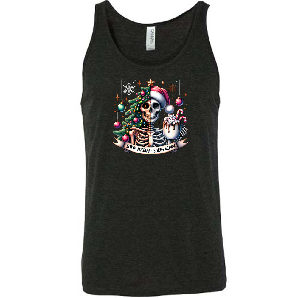 Sorta Merry Sorta Scary Unisex T-Shirt - Funny Christmas Halloween Graphic Tee for Men & Women - Perfect for Holiday Parties & Costume Events