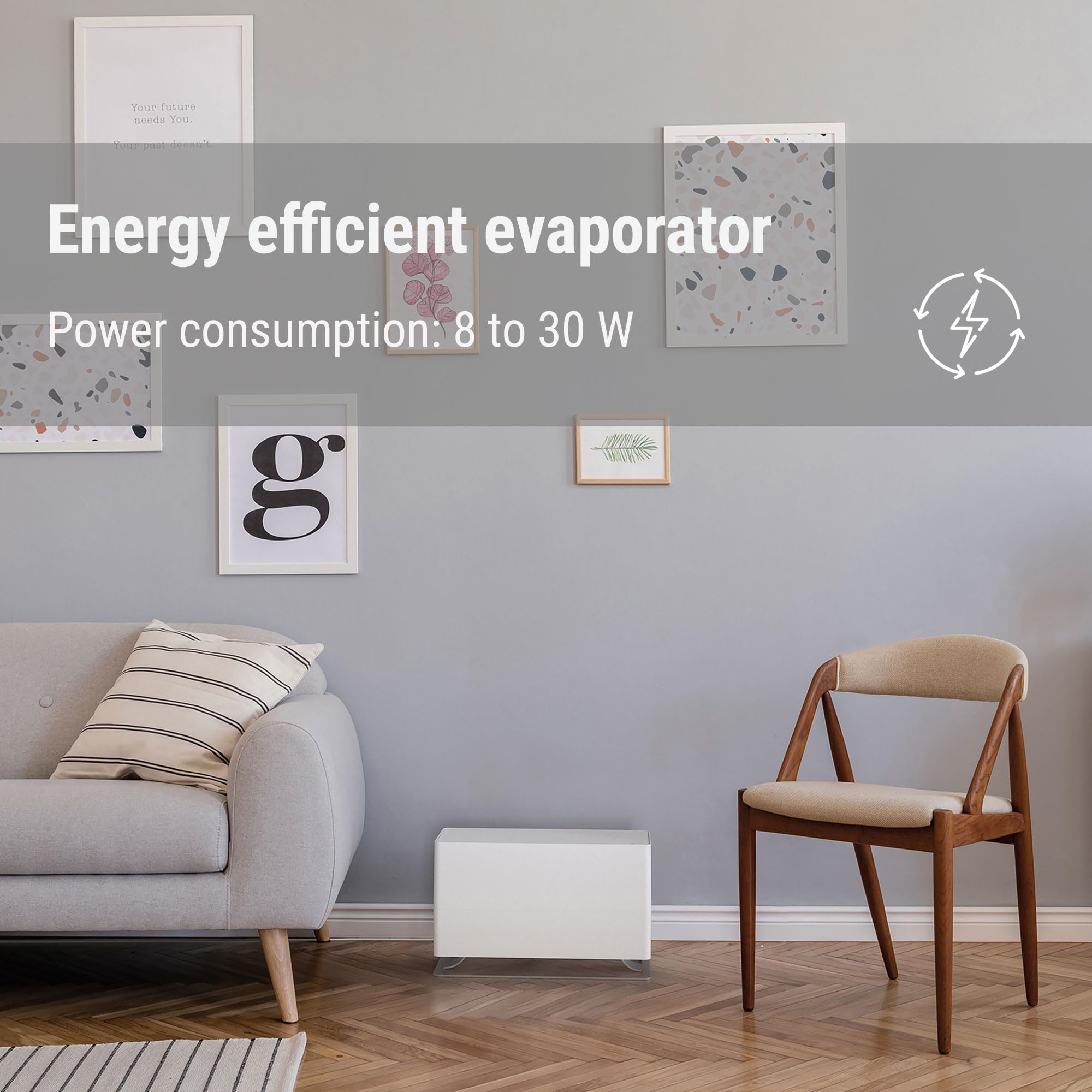 Stadler Form Oskar Big Energy-Saving Humidifier for Large Rooms up to 1077 sq ft - Automatic Shutoff, Dimmable LED, Ultra Quiet, White - Perfect for Bedroom, Office & Nursery