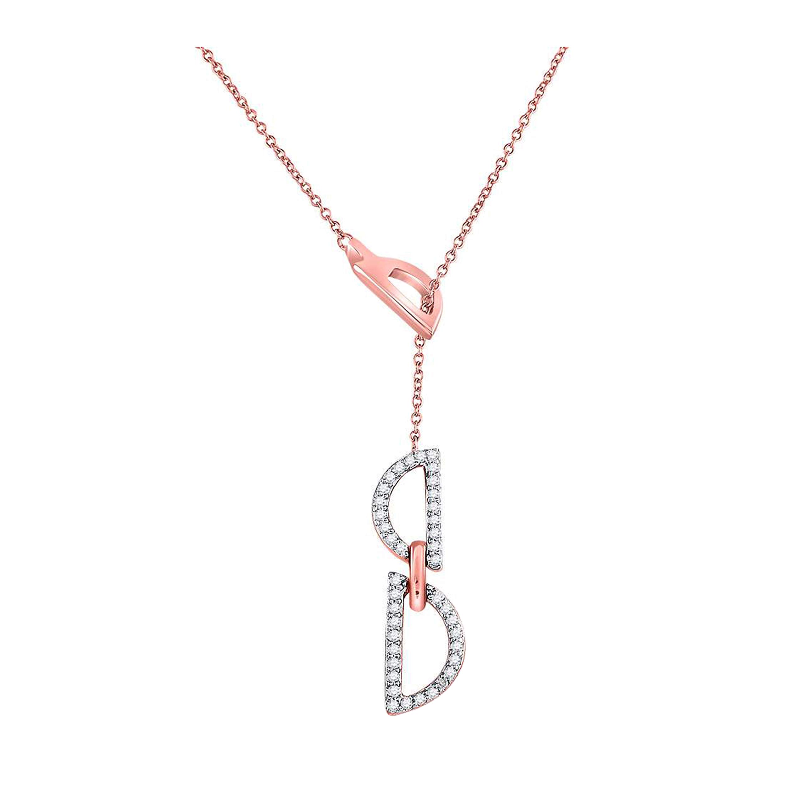Dazzlingrock 14K Rose Gold Round Diamond Geometric Fashion Necklace - 0.16 Carat (CTW) | Elegant Jewelry Gift for Women | Perfect for Parties, Weddings & Special Occasions