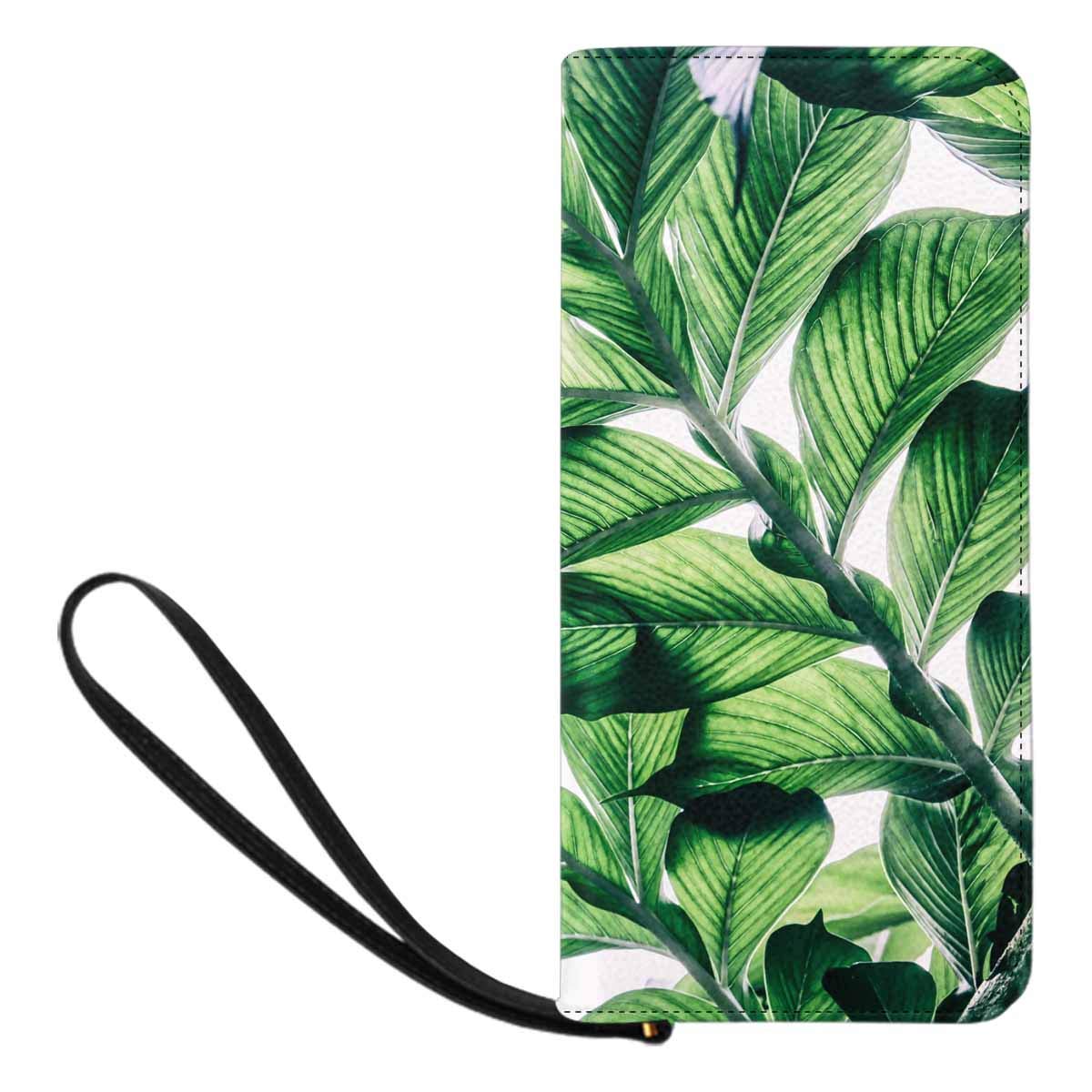 INTERESTPRINT Green Leaf Tropical Jungle Zip Around Wallet Evening Bag with Card Slots for Women | Perfect for Parties, Travel & Everyday Use