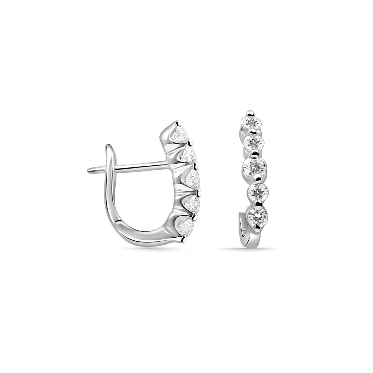 14K White Gold Diamond Huggie Earrings for Women - Minimalist Everyday Hoop Earrings for Work, Date Night & Special Occasions