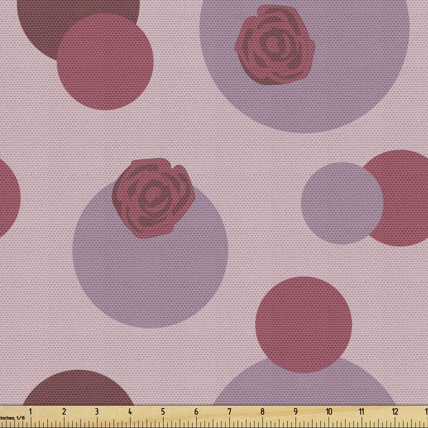 Ambesonne Pastel Fabric by The Yard - Modern Rose Silhouette & Circle Pattern Decorative Upholstery Fabric for Sofa, Curtains, Pillows (5 Yards, Dried Rose Grey Pink) | Home Decor, DIY Crafts, Sewing Projects