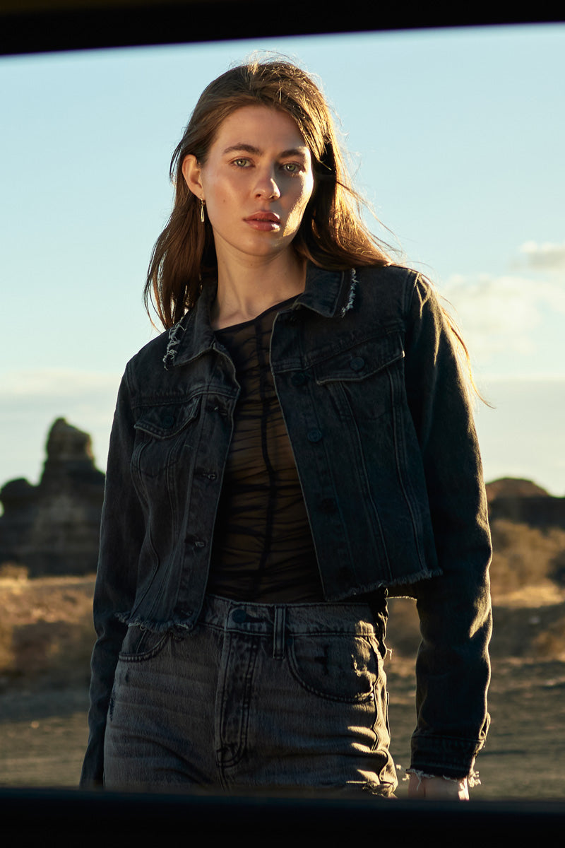 Erika Cropped Jacket Women's Fashion Outerwear | Lightweight Stylish Denim Jacket for Spring & Fall | Perfect for Casual Outfits, Date Nights & Streetwear Looks