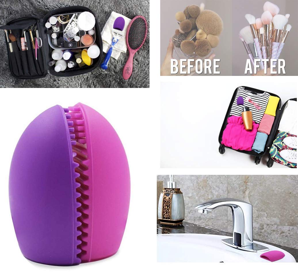 Premium 3-Piece Makeup Sponge Set with Oval Foundation Brush & Brush Cleaner - Soft Blending Beauty Sponges for Flawless Makeup Application - Perfect for Contouring, Foundation, and Concealer