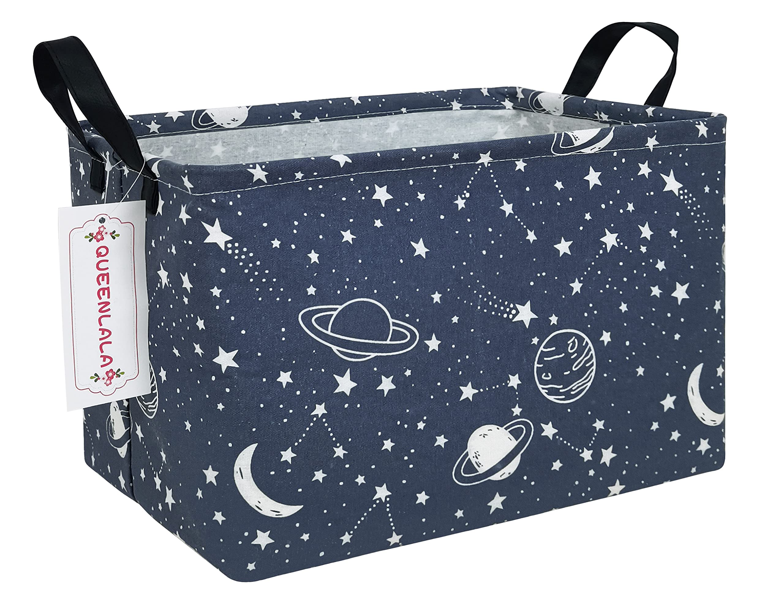 QUEENLALA Foldable Rectangular Laundry Hamper Basket - Storage Organizer for Nursery, Bedroom, Office & Closet | Multi-Purpose Toy Bin & Shelf Basket (Blue Starry Sky Design) - Perfect for Kids' Room Organization & Home Storage Solutions
