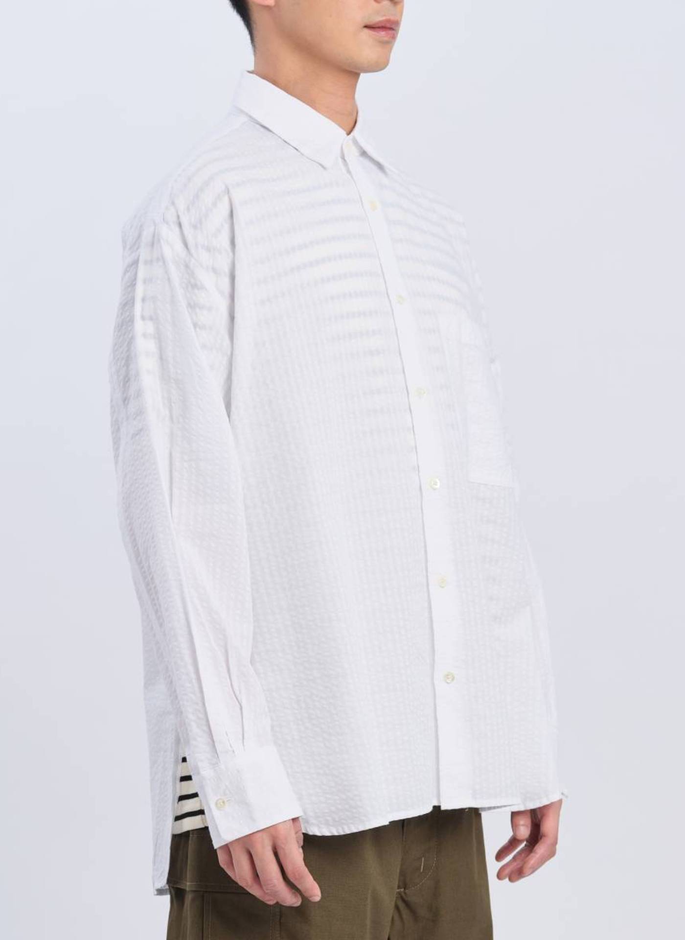 Men's Cotton Seersucker Classic Collar Shirt - Breathable Summer Casual Button Down Shirt for Office, Beach & Outdoor Activities