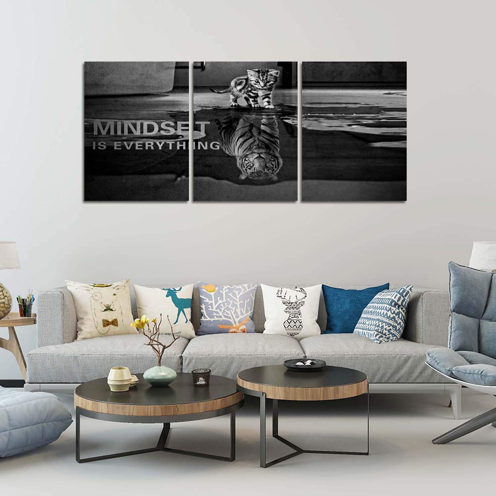 Motivational Wall Art - 3 Panel Inspirational Quotes Canvas Prints with Wooden Frame (36