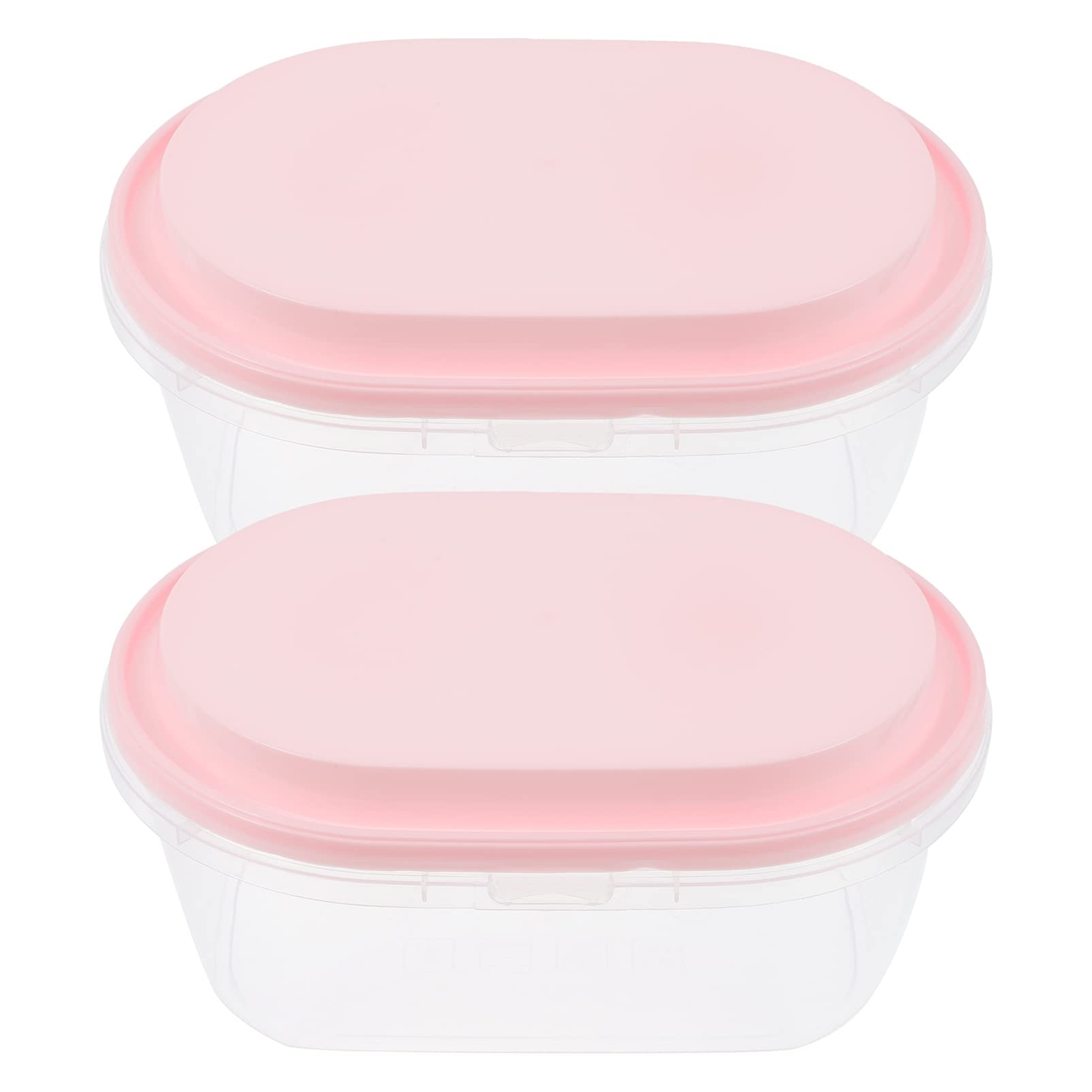 YARNOW 2-Piece Oval Ice Cream Storage Containers with Lids - Leakproof Freezer-Safe Containers for Homemade Ice Cream, Cake Storage & Kitchen Organization (Pink) | Perfect for Home Baking, Party Desserts & Long-Term Freezer Storage