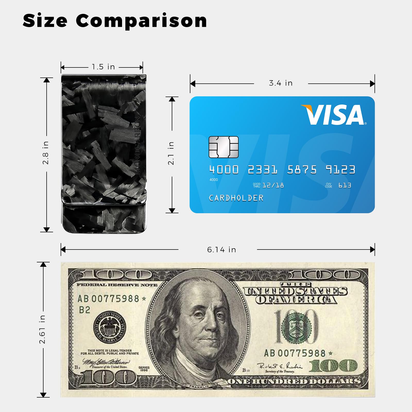 Slim Carbon Fiber Money Clip for Men - Durable Minimalist Cash Holder for Everyday Use