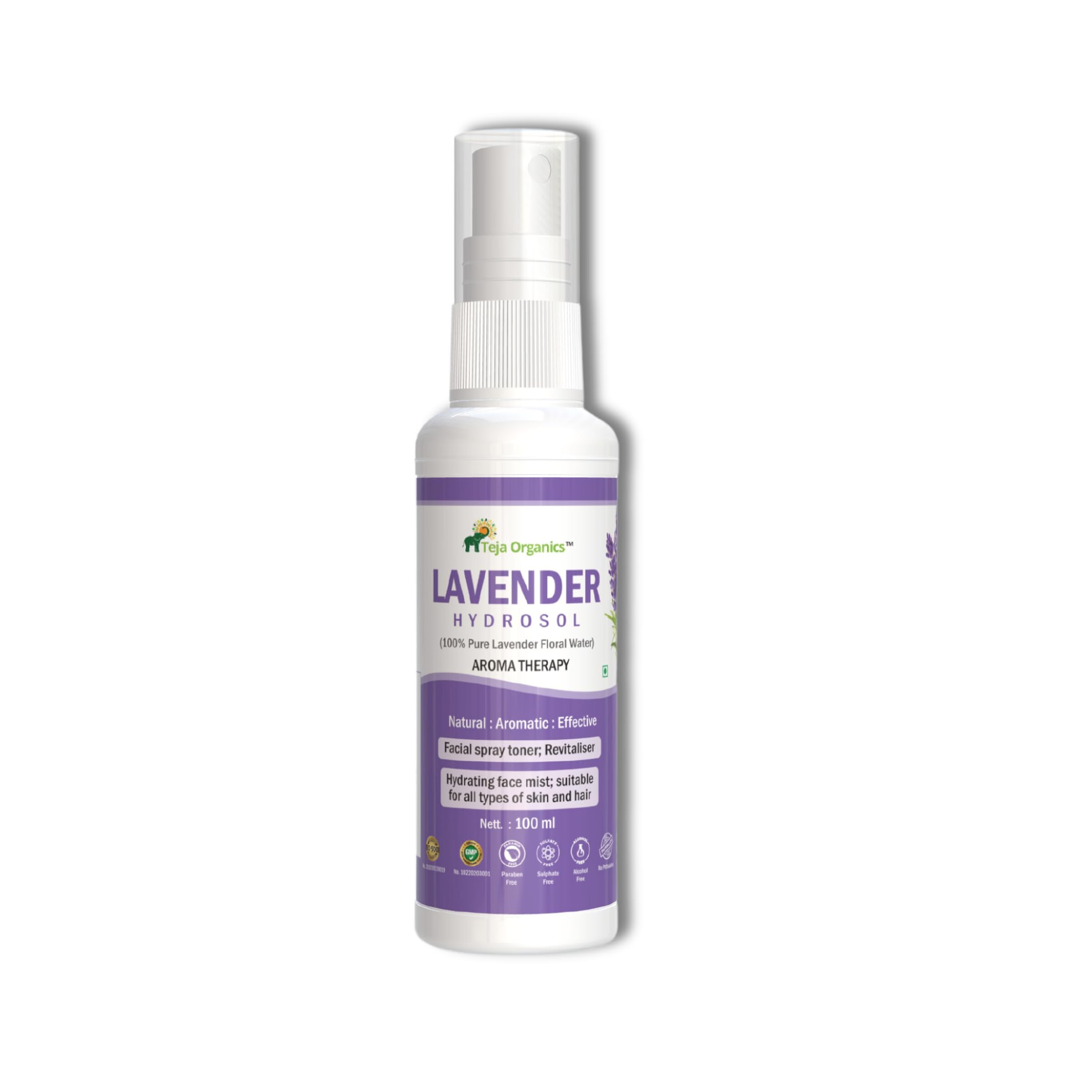 Teja Organics Lavender Hydrosol Face Toner 100ml - Soothing Facial Toner for All Skin Types, Restores pH Balance | Hydrating & Calming Skin Care for Men & Women | Perfect for Daily Skincare Routine & Post-Shave Soothing