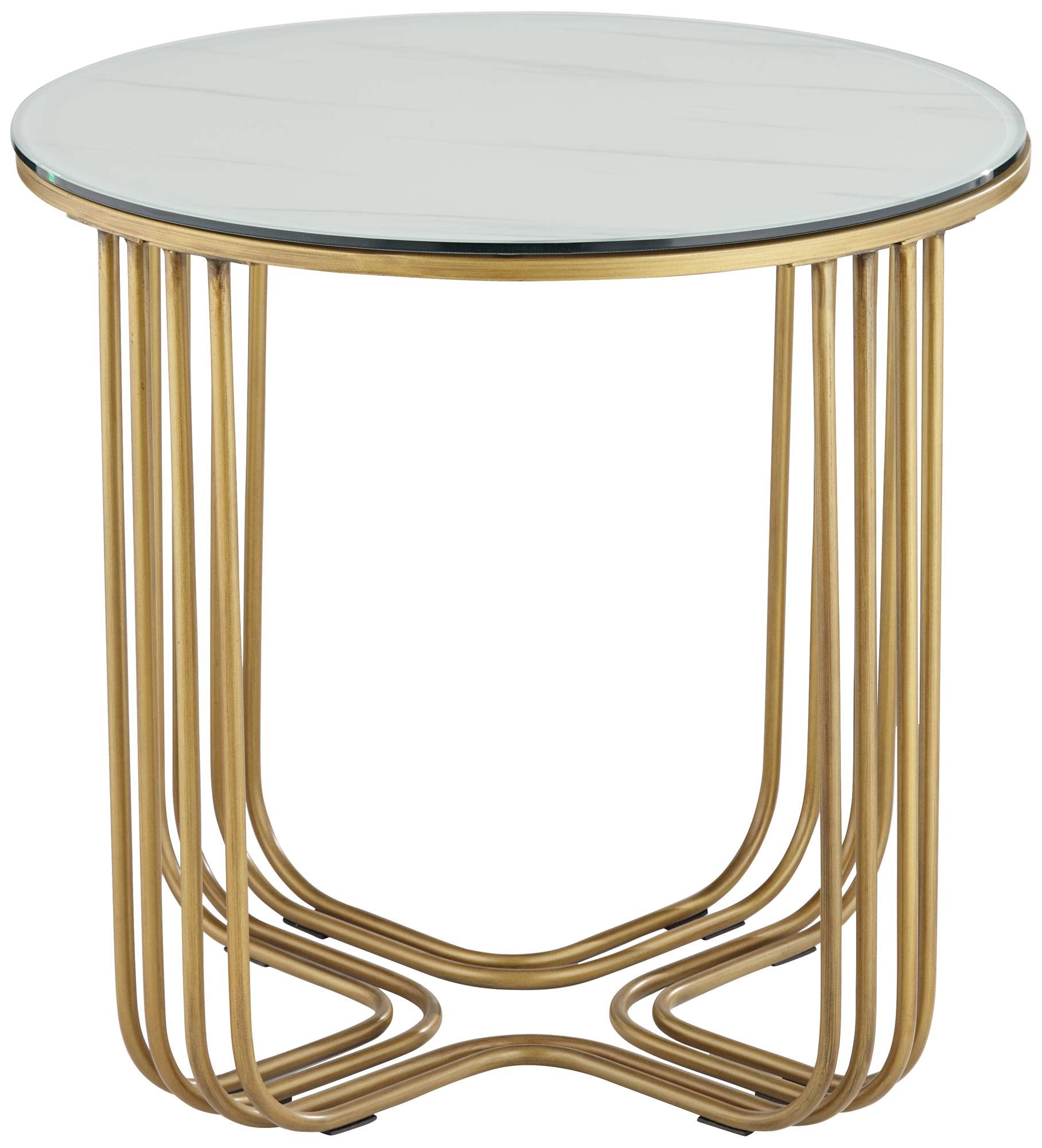 Studio 55D Yuri Modern Luxury Bronze Metal Round Accent Side Table - 24