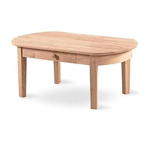 Pemberly Row Unfinished Oval Coffee Table - Solid Wood DIY Furniture for Living Room, Home Decor & Craft Projects - Perfect for Farmhouse, Rustic & Modern Style Decorating